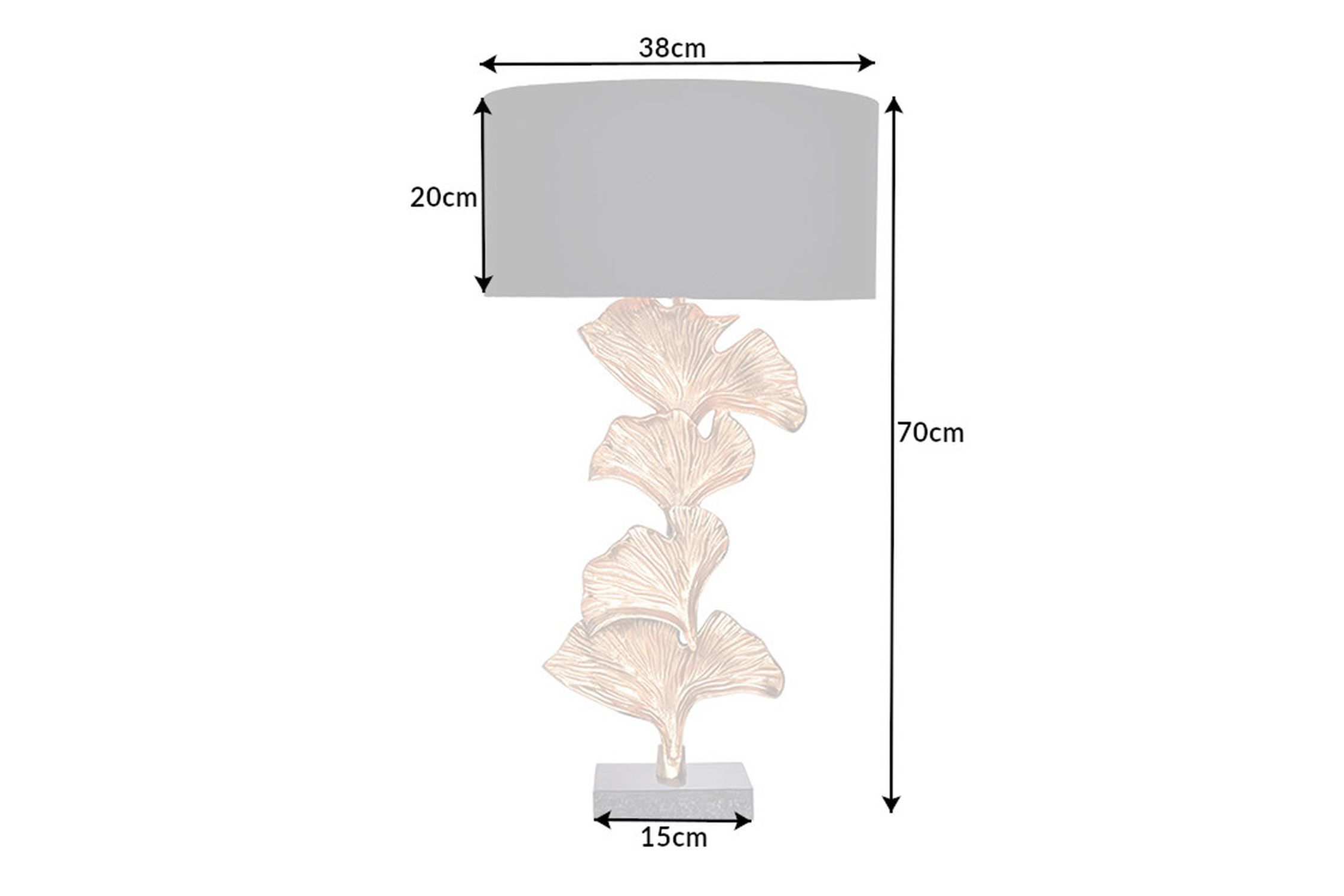 Lampe de table Marbre Tissu Métal E27 70 cm Or Noir