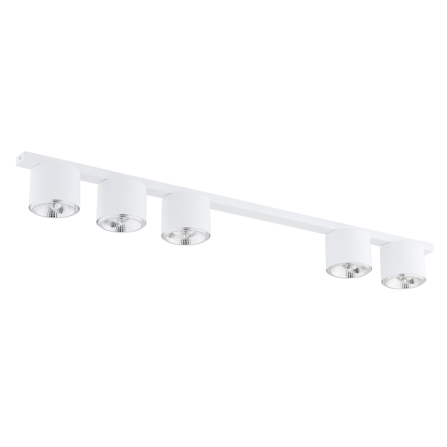 Plafonnier métallique 116 cm de long Blanc 5 flammes GU10 AR111
