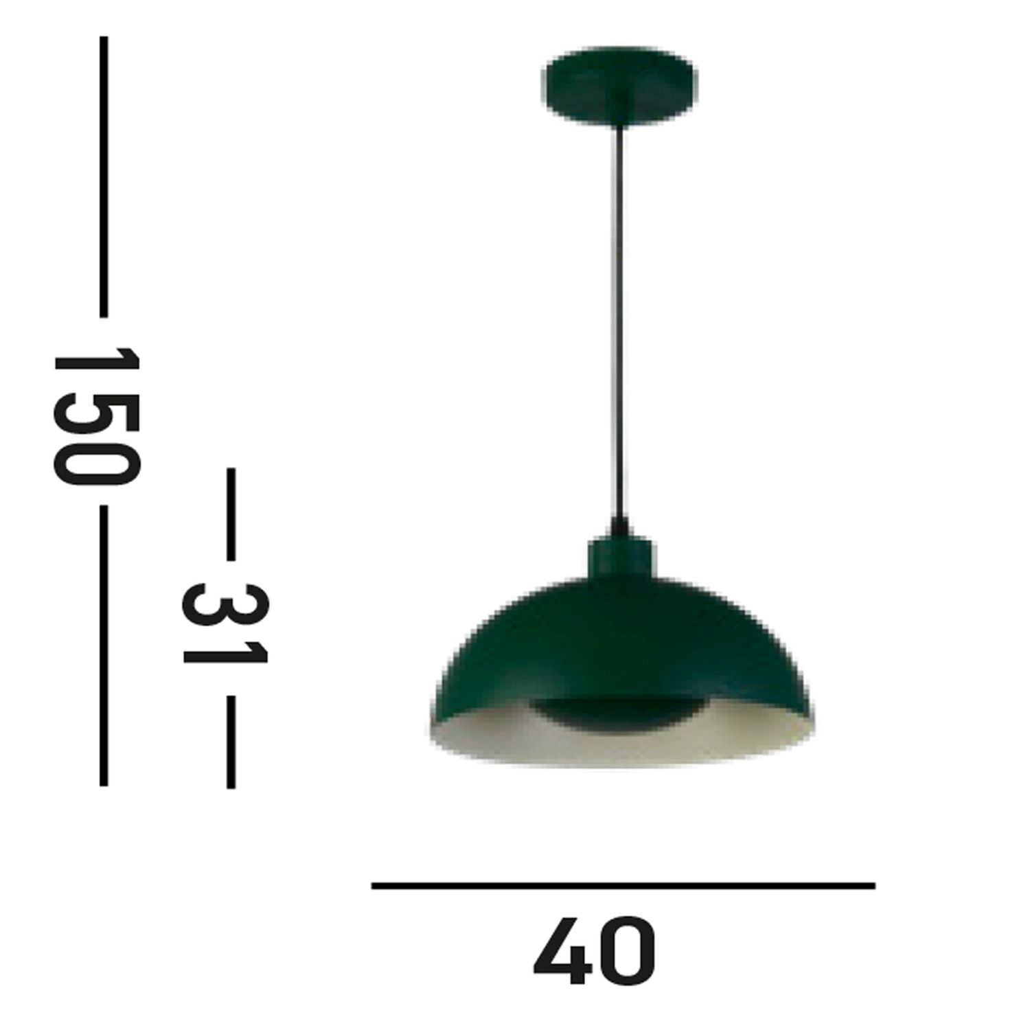 Suspension Loft E27 Ø25 cm ronde Abat-jour métallique vert