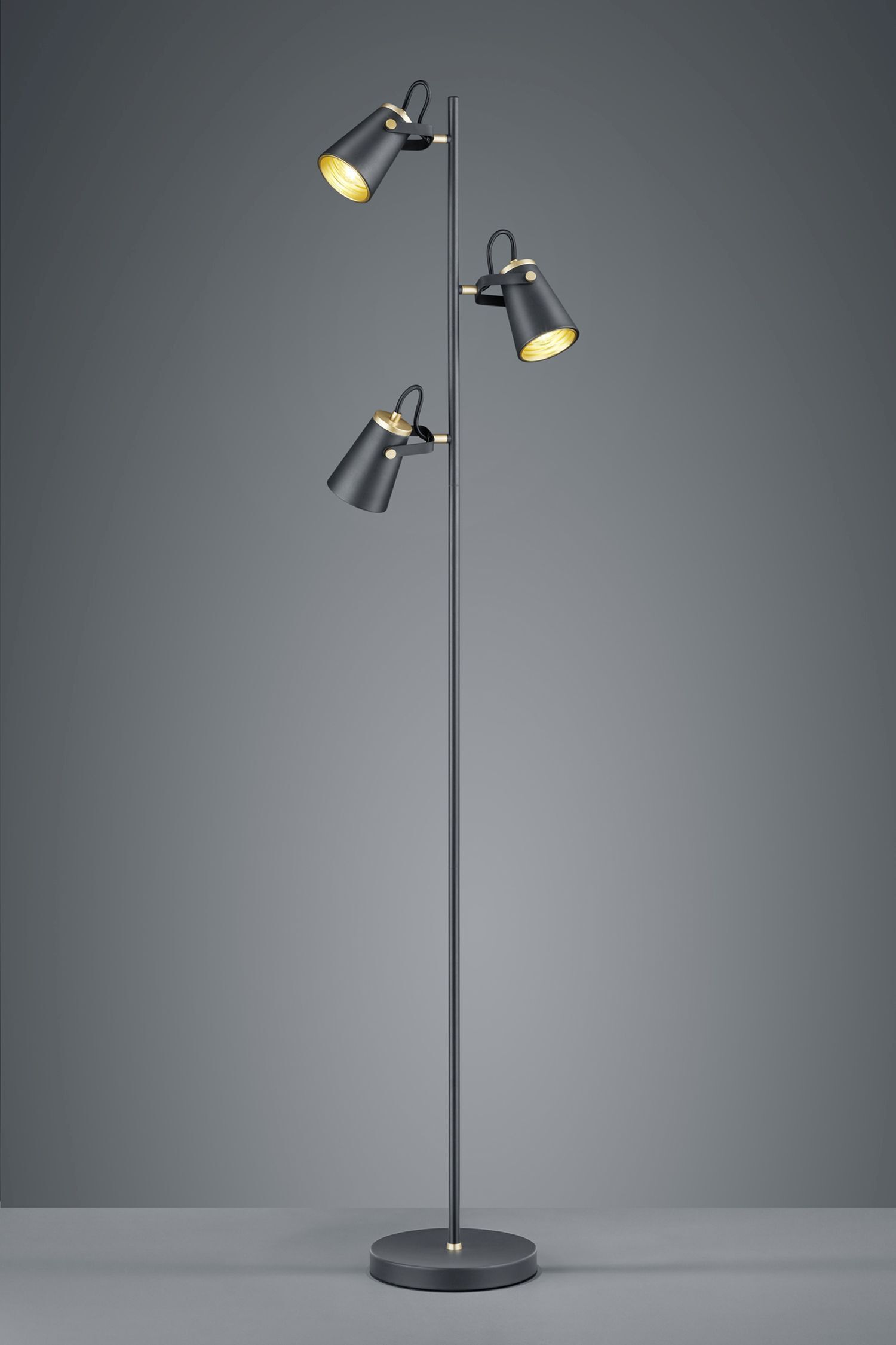 Lampadaire mobile métal 160 cm E14 3-flmg noir