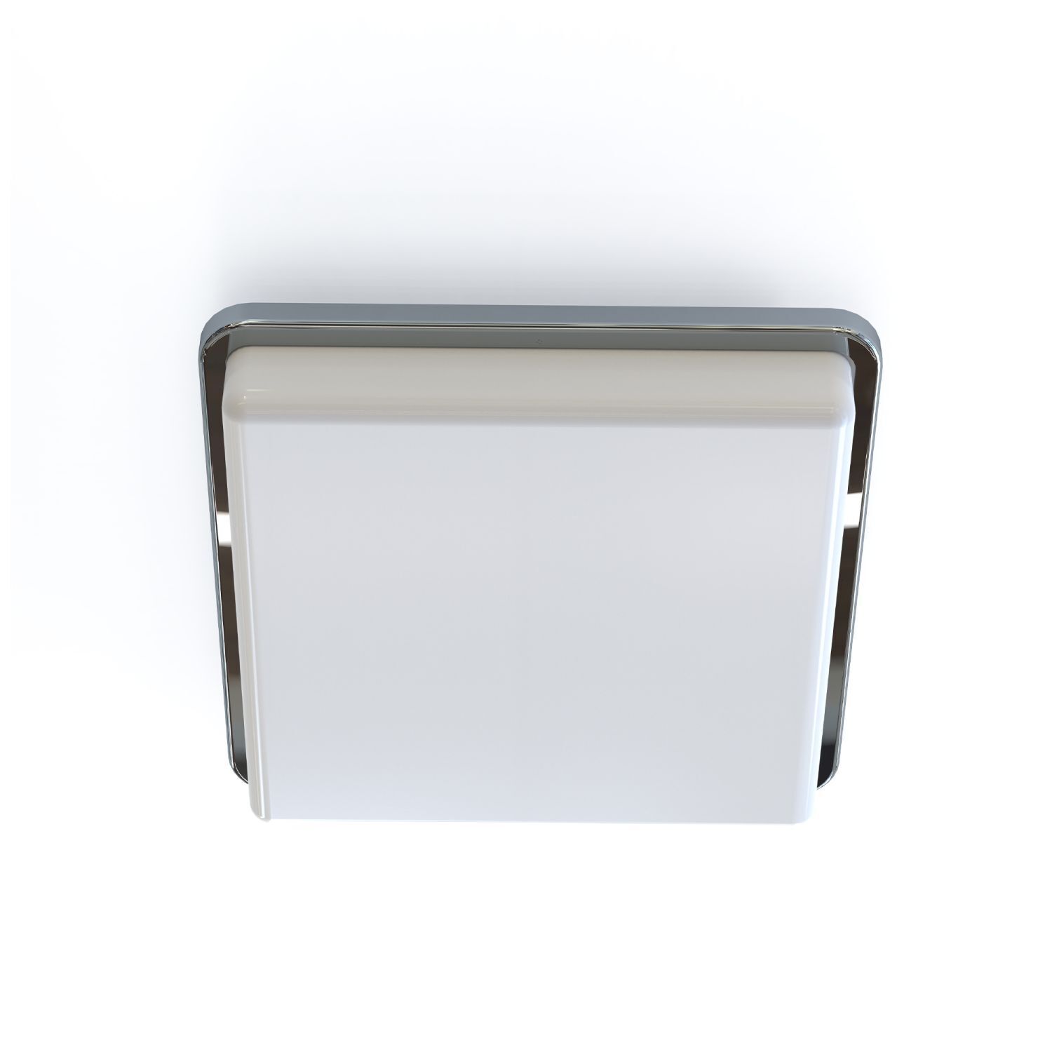 Plafonnier IP44 Chrome Blanc L : 25 cm carré 2x E27