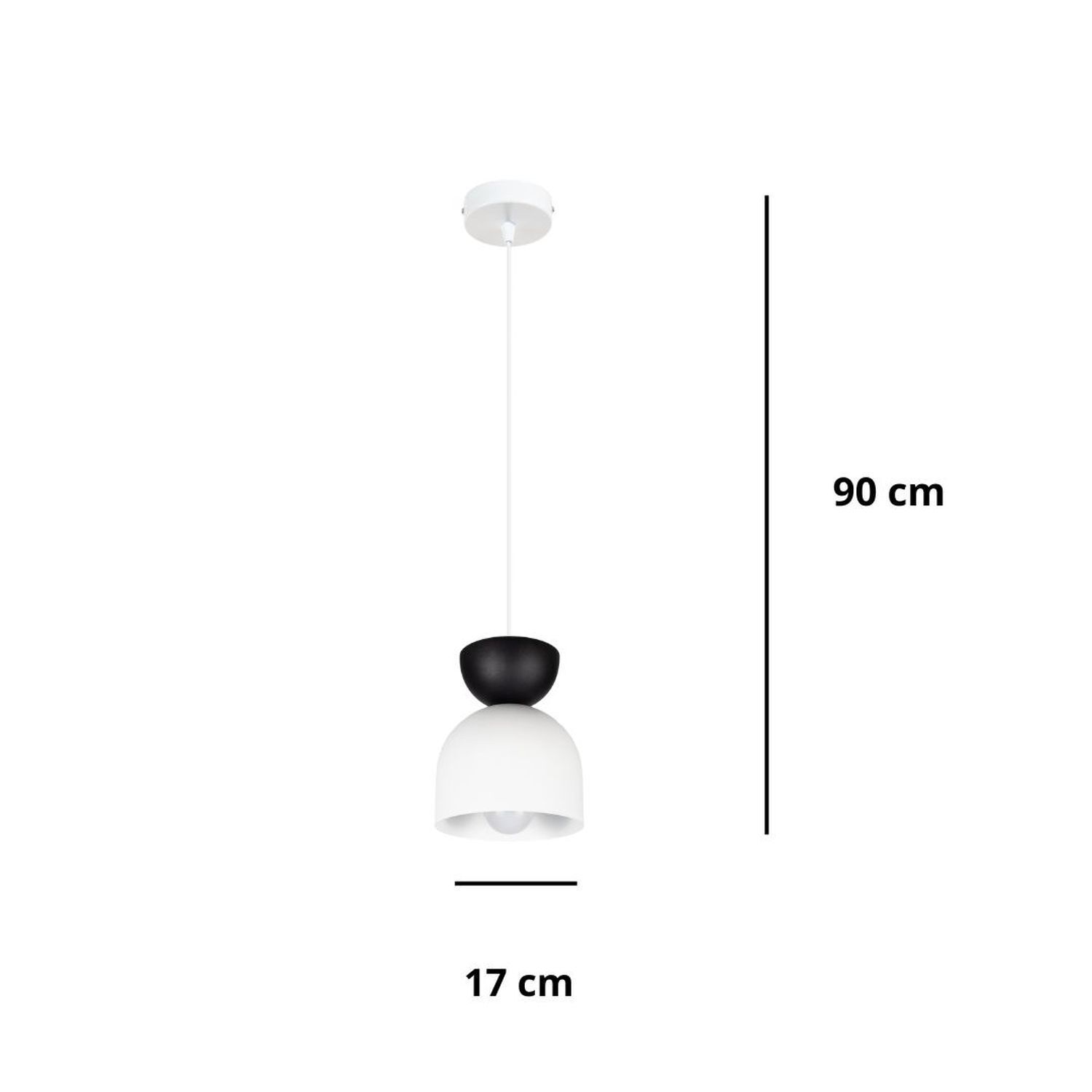 Suspension Blanc Noir Métal Ø17 cm Minimaliste