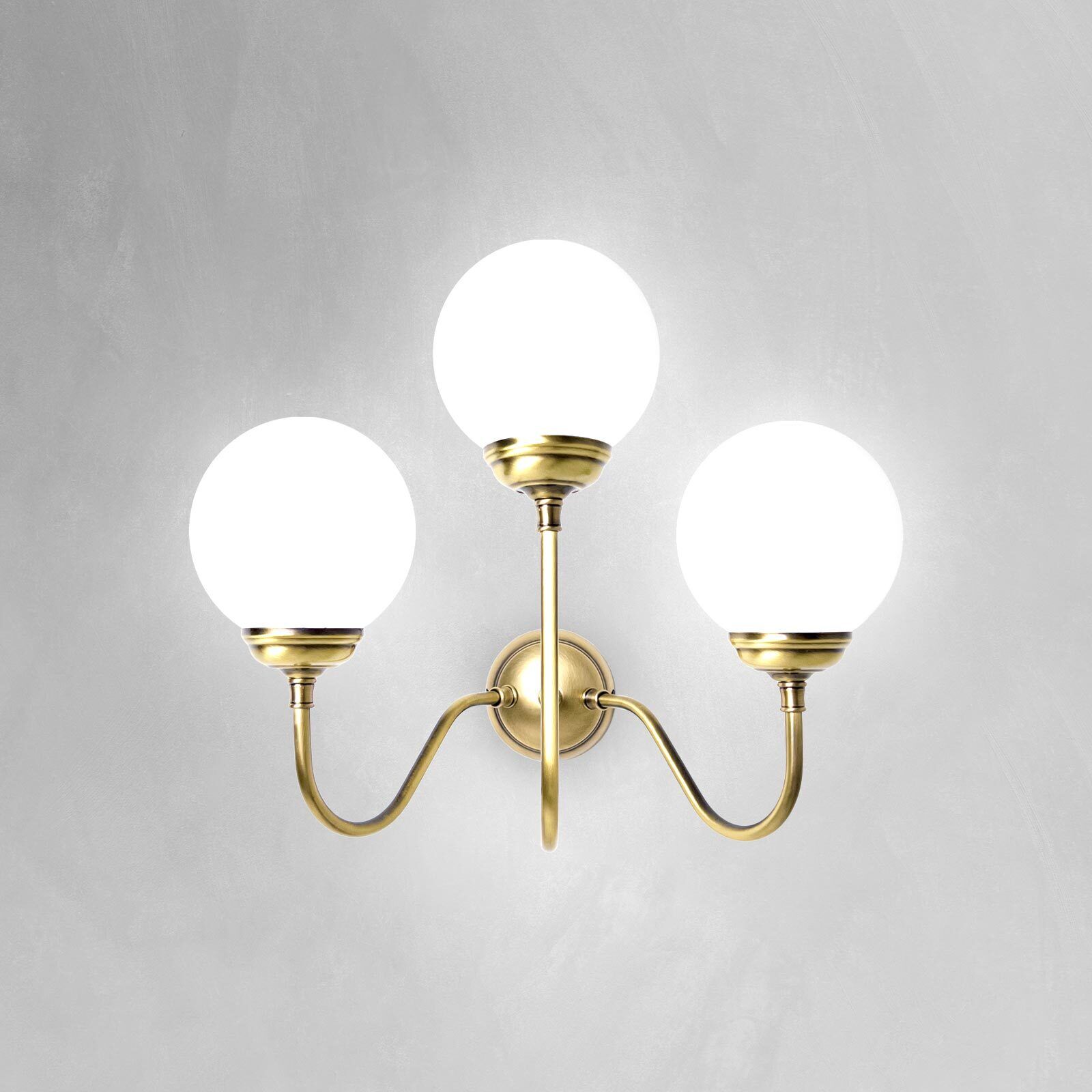Applique 3 flammes E14 verre laiton véritable L : 39 cm