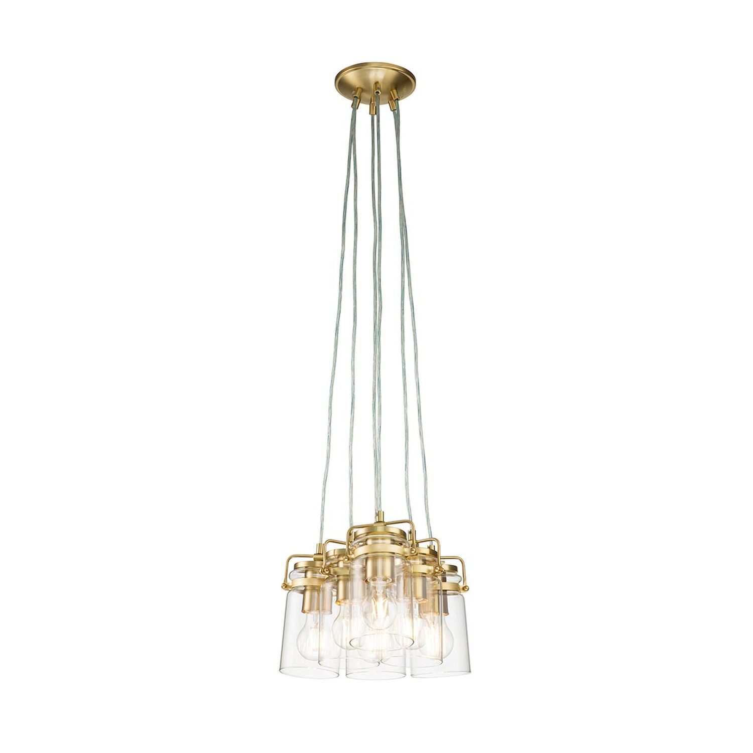Suspension métal verre 6x E27 en laiton ajustable