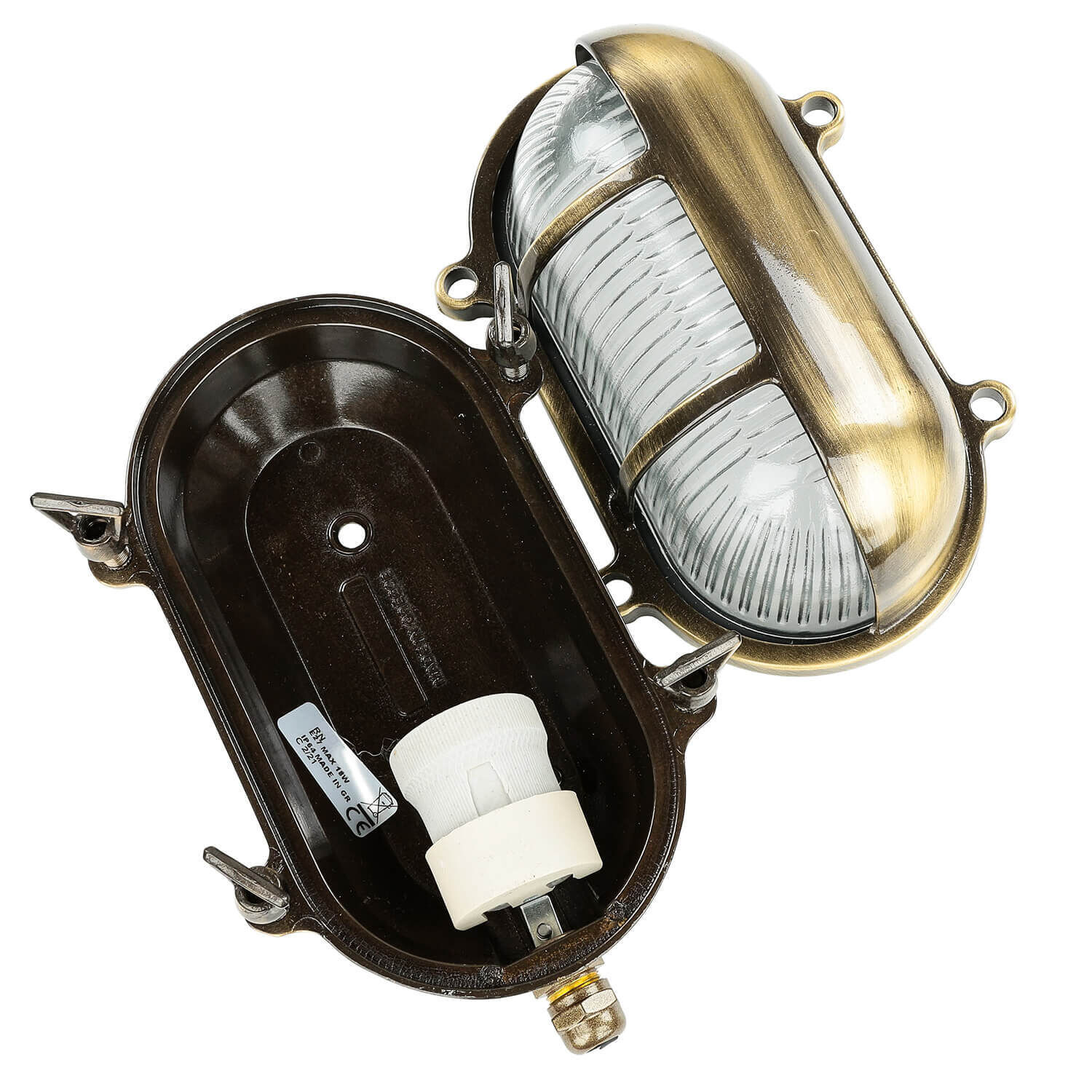 Lampe de bateau en laiton ovale IP64 Maritim Riffelglas