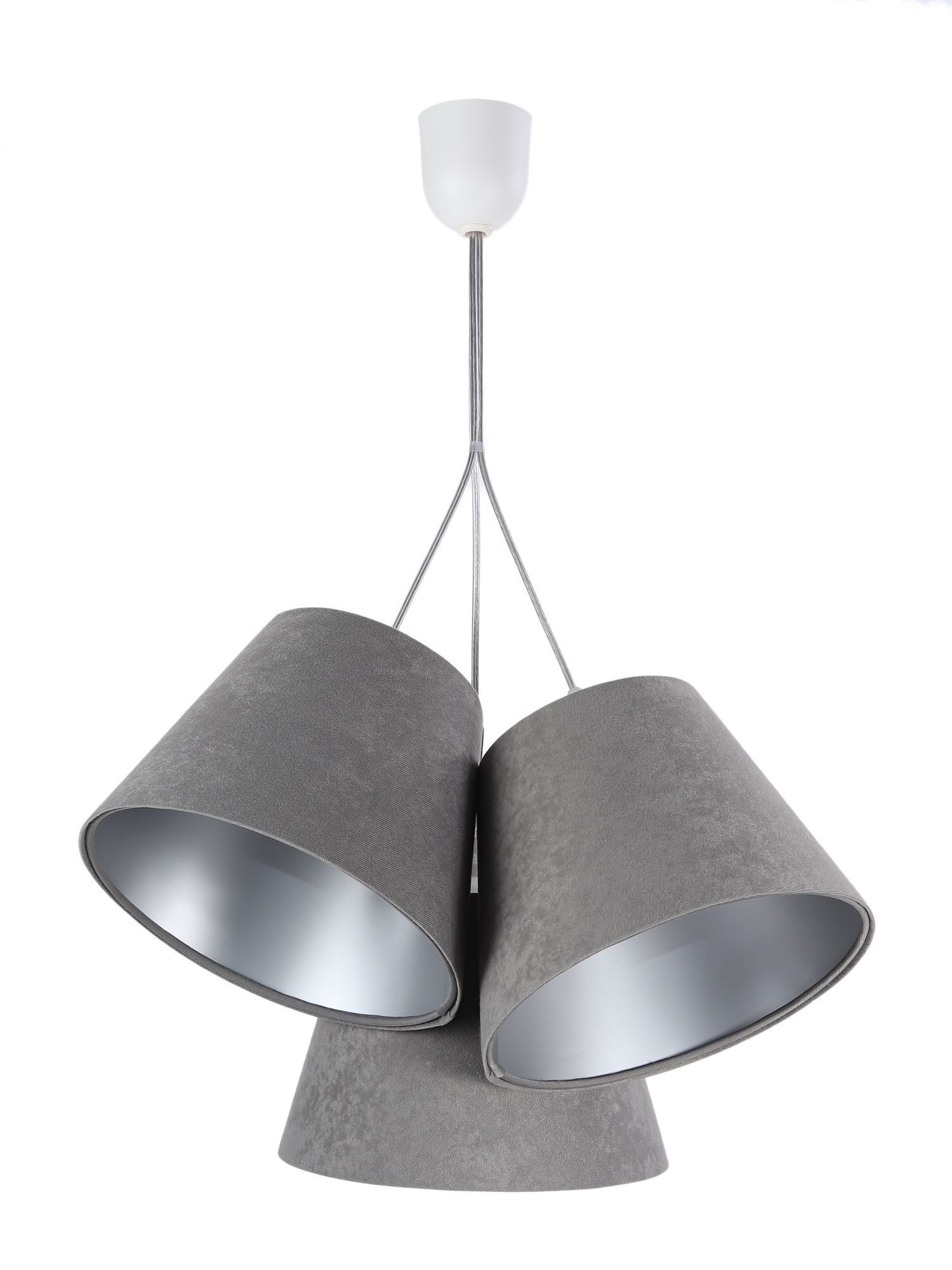 Lampe à suspendre Abat-jour Gris Argent Tissu 3-flmg Rétro