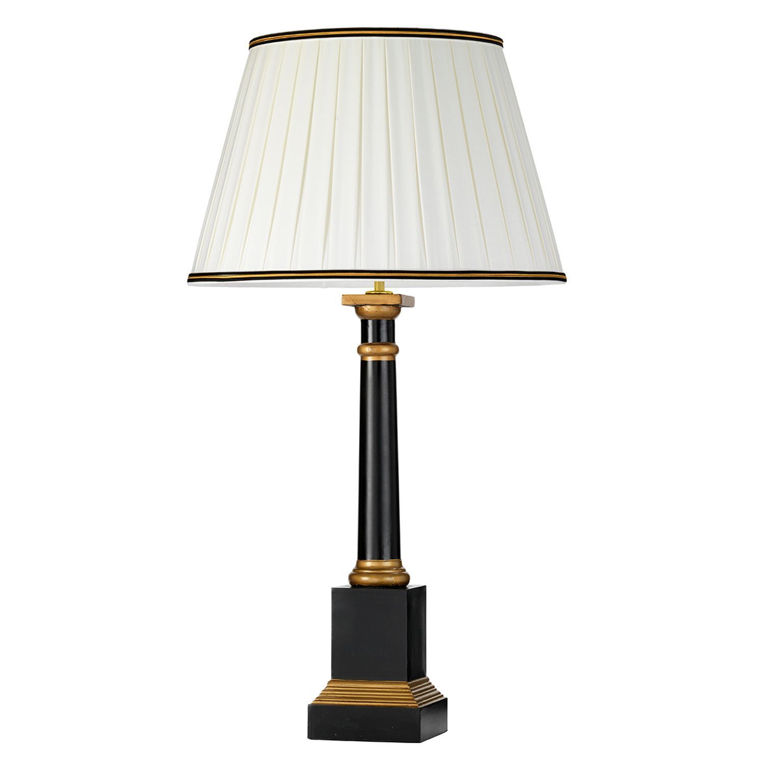 Lampe de table Noir Crème E27 55 cm Bois Tissu Classique