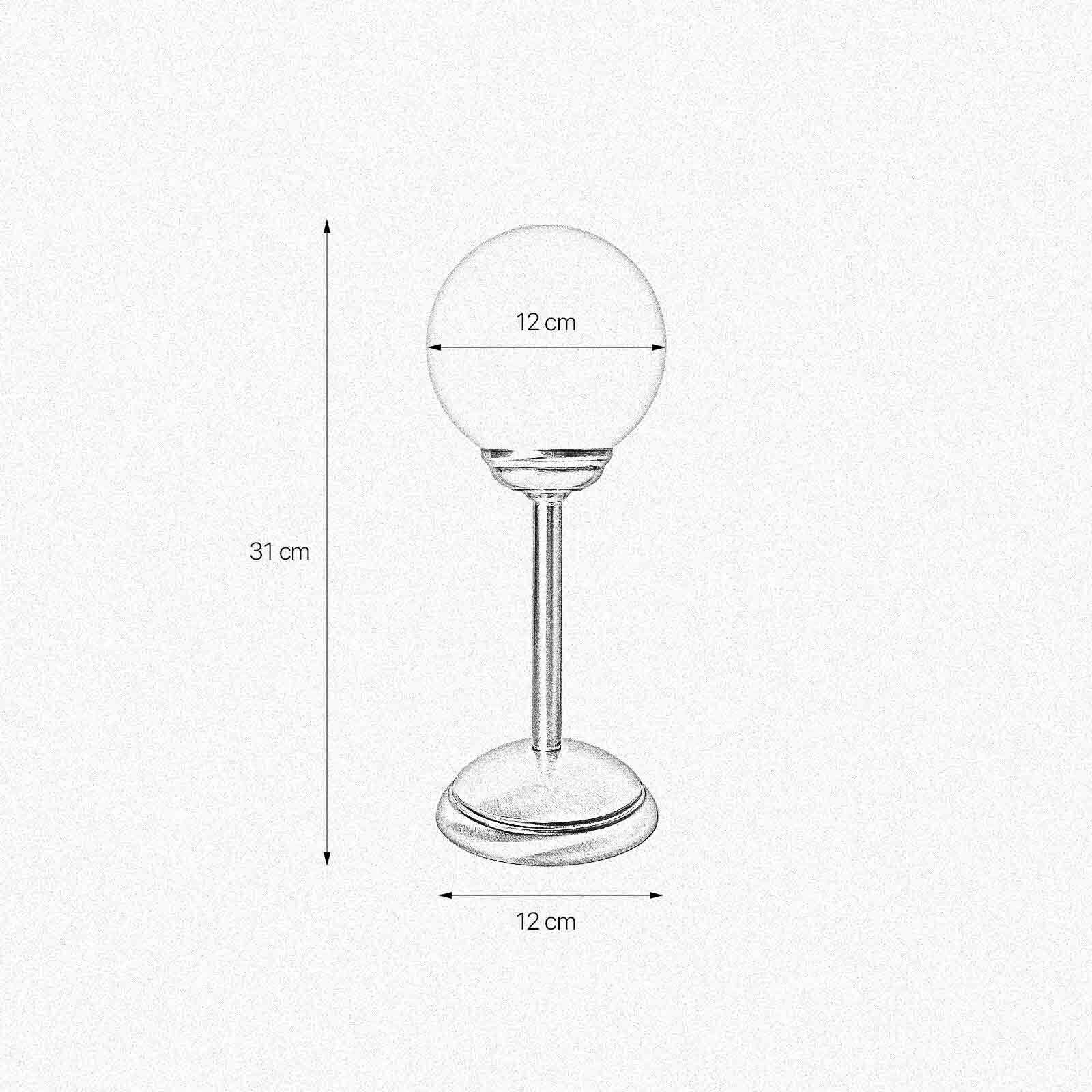 Lampe de table verre laiton H : 31 cm Abat-jour sphérique E14 petit