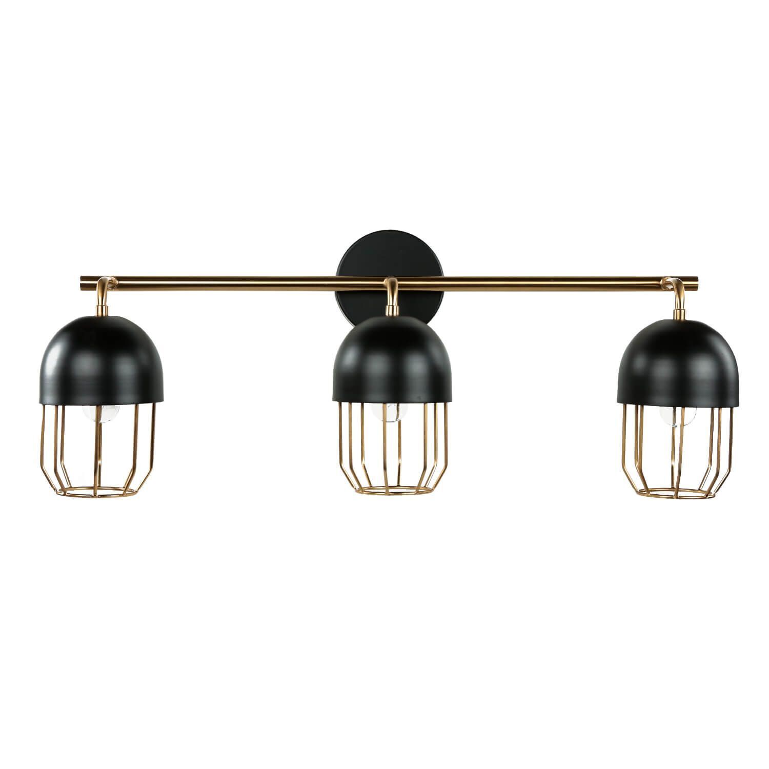 Wandleuchte Metall Loft Design in Schwarz Gold QUINN Leuchte, Deckenleuchte