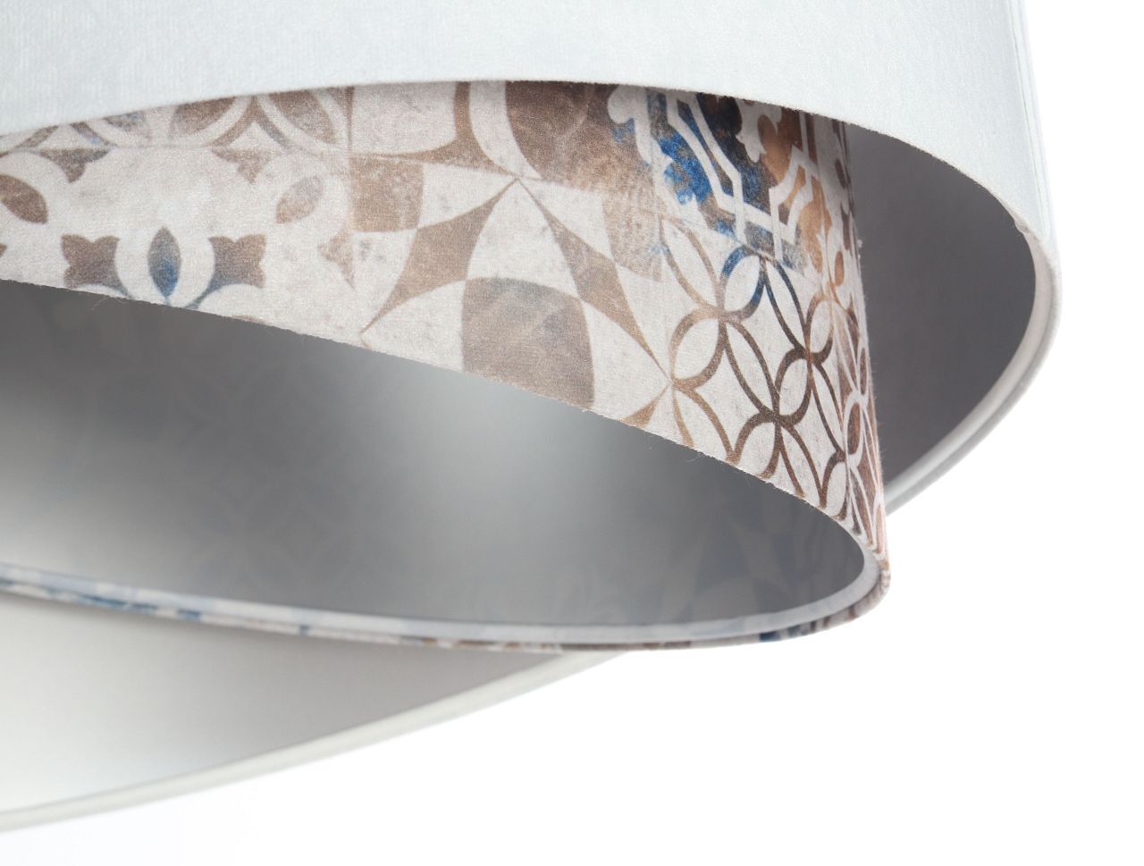 Lampe à suspendre Blanc Beige Argent E27 Ø 50 cm Tissu aspect velours Lampe, Lampenschirm