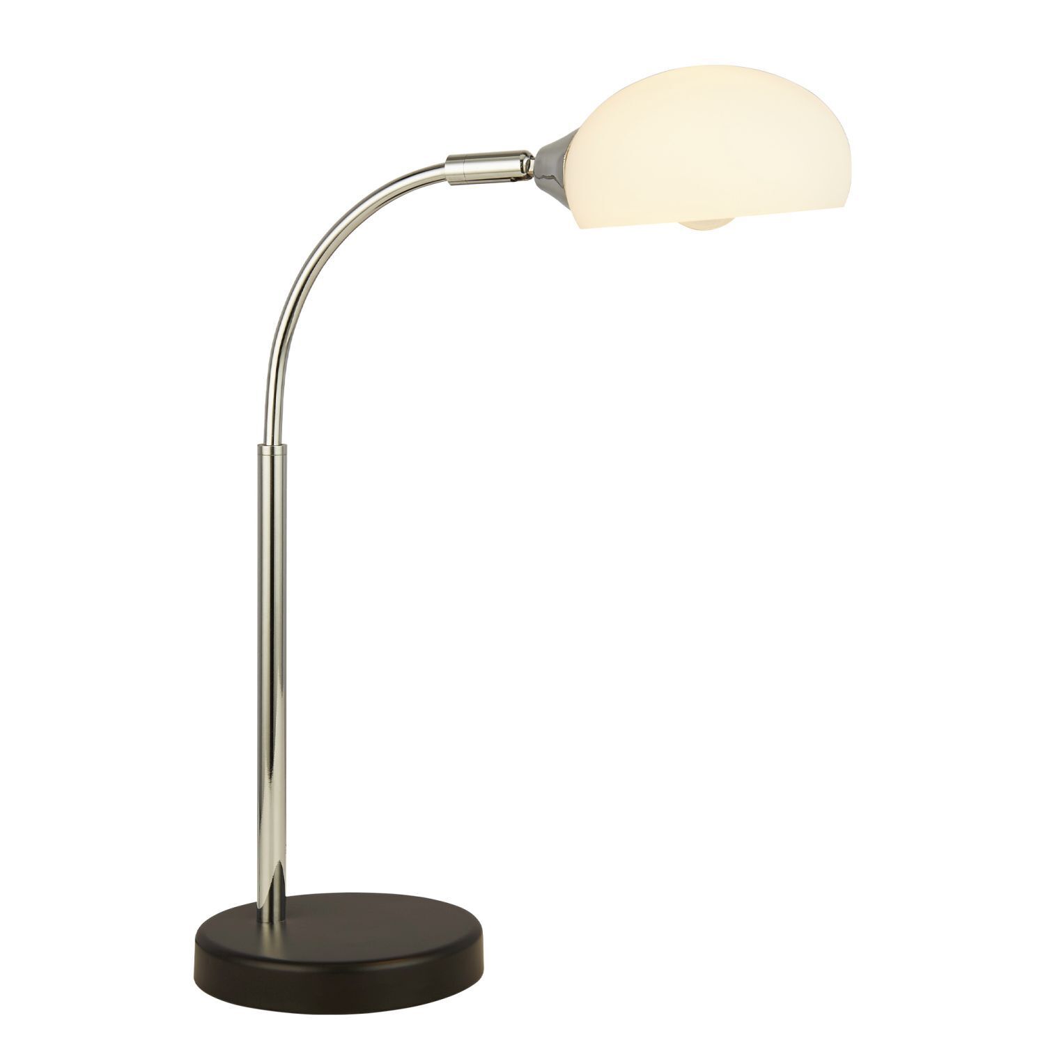 Lampe de bureau verre métal H : 49 cm blanc chrome réglable