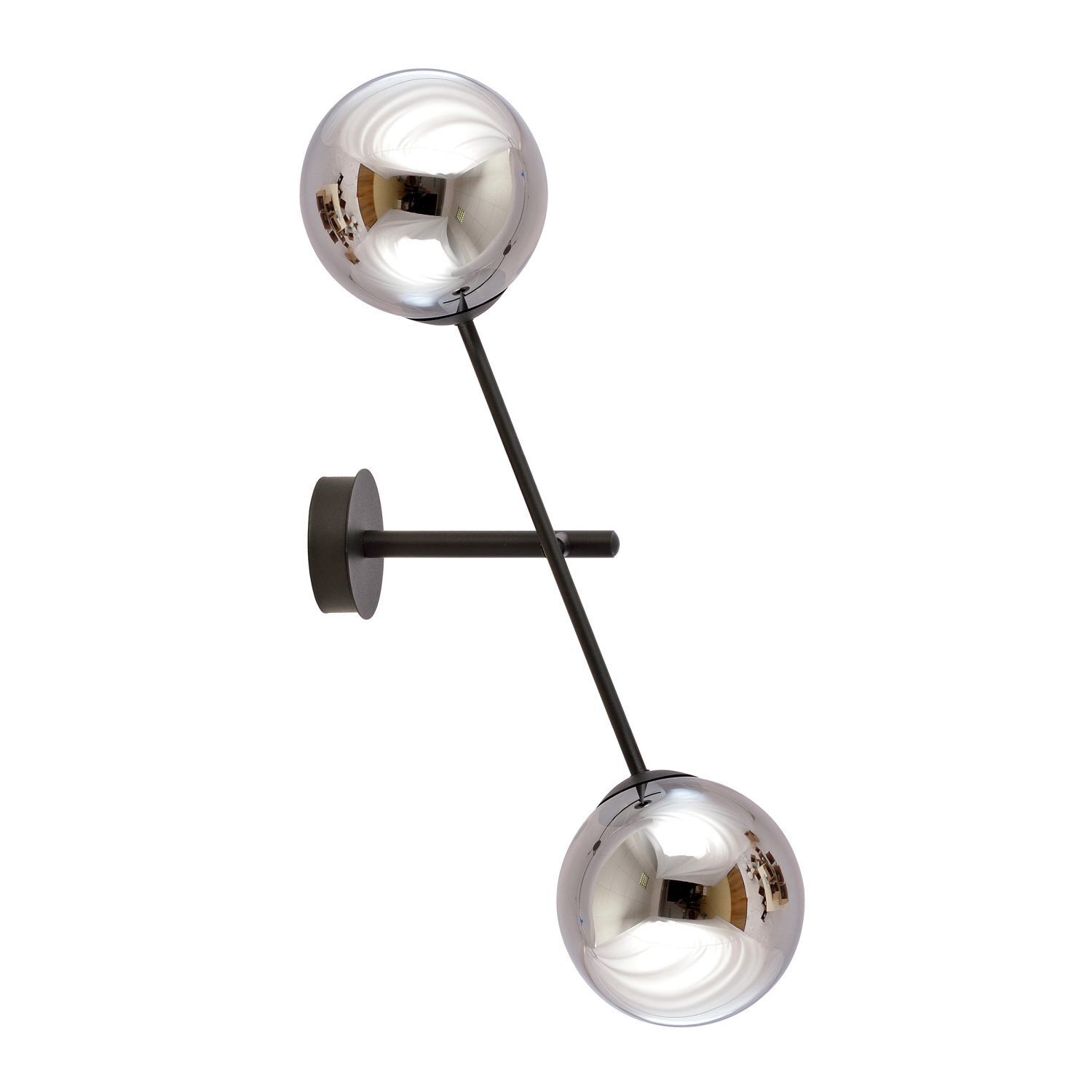 Applique verre fumé métal H : 57 cm pivotant E14 2 flammes
