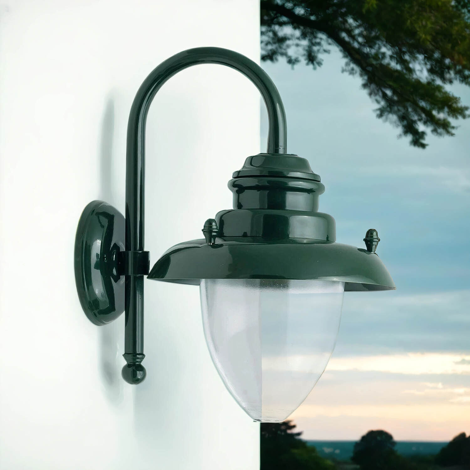 Wandleuchte, Außenleuchte, Gartenlampe, Metall, Schwarzgrün