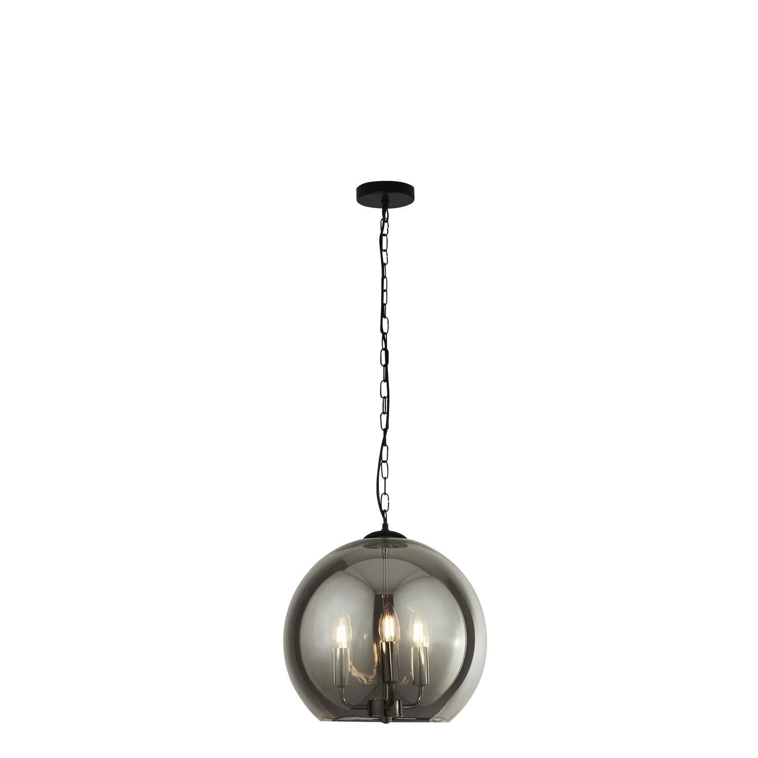 Lampe à suspendre Abat-jour sphérique Noir Gris fumé E14 D : 35 cm