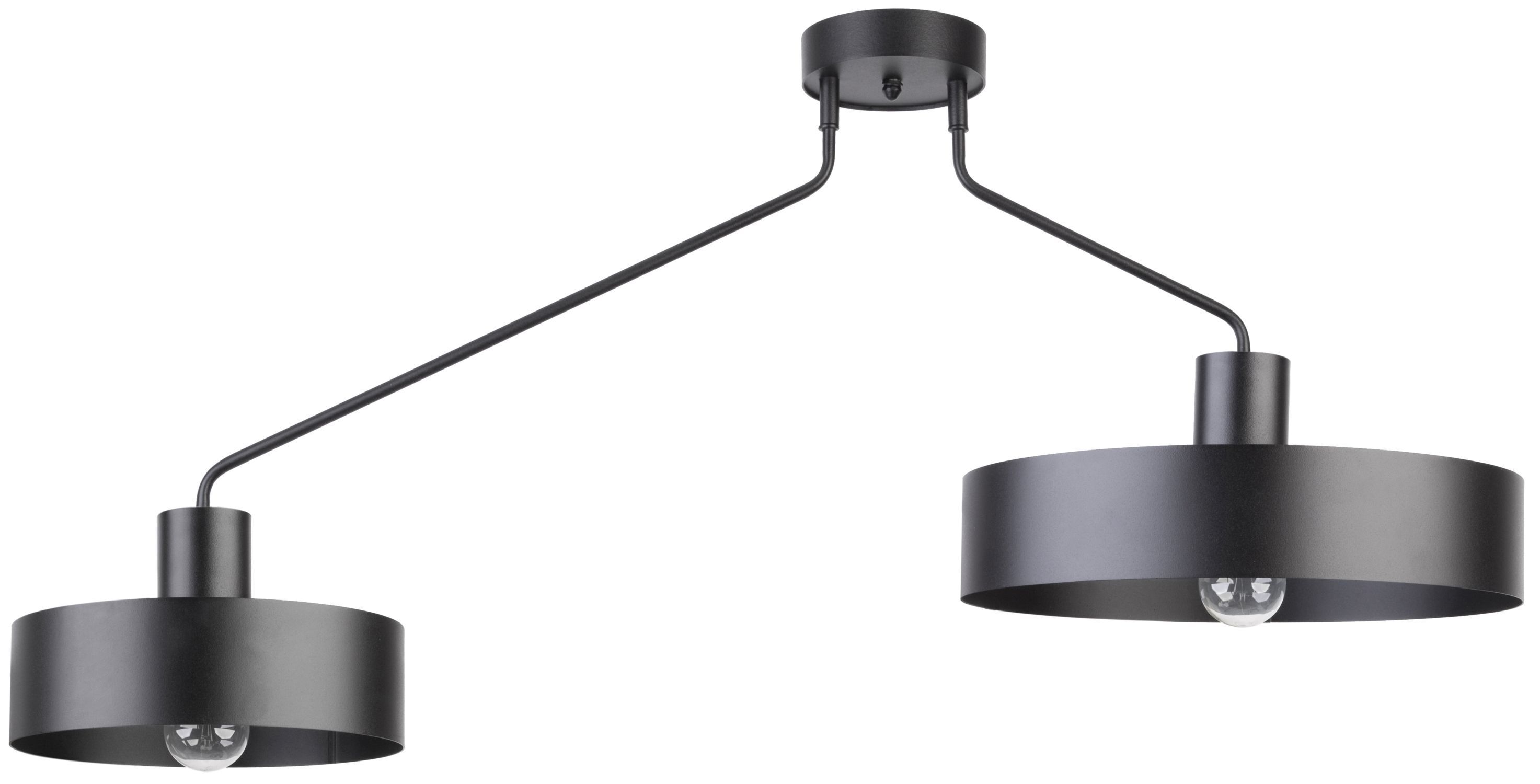 Plafonnier noir E27 métal rétro H:54 cm grand