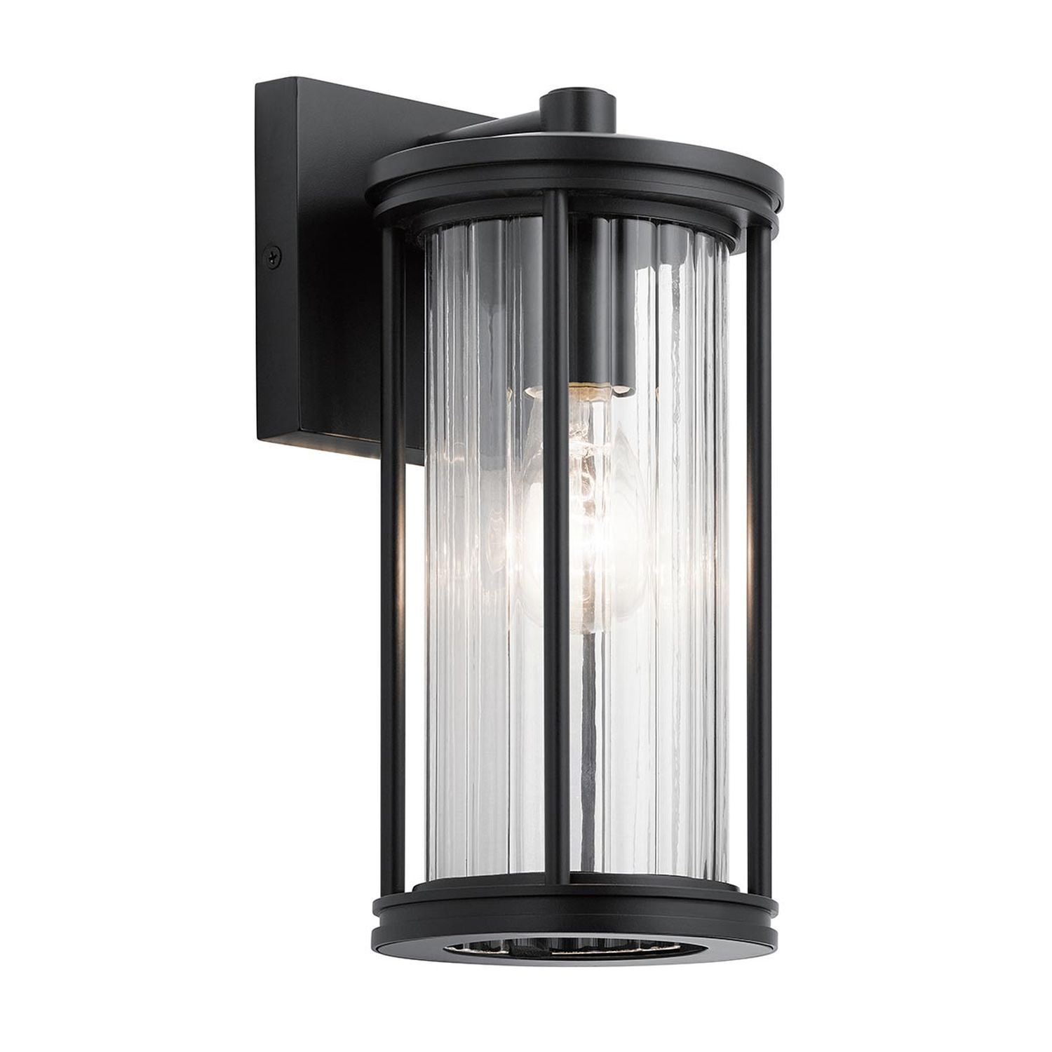 Lampe d'extérieur murale IP44 H : 29 cm verre aluminium noir
