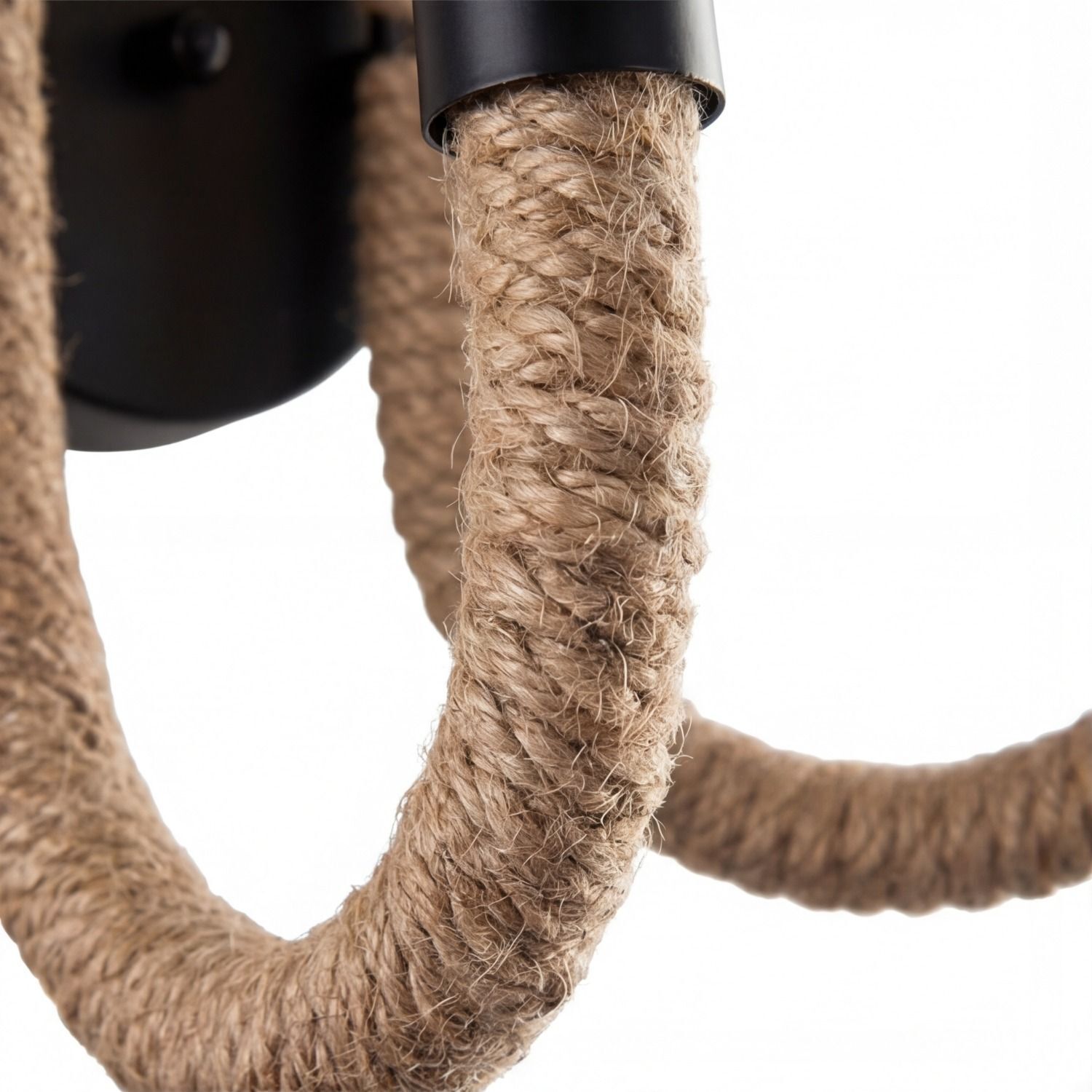 Wandlampe Metall Rauchglas E27 B: 40 cm 2-flammig Rope, Gebundene Schnur, Kordel, Jute-Seil, Gedrehtes Seil