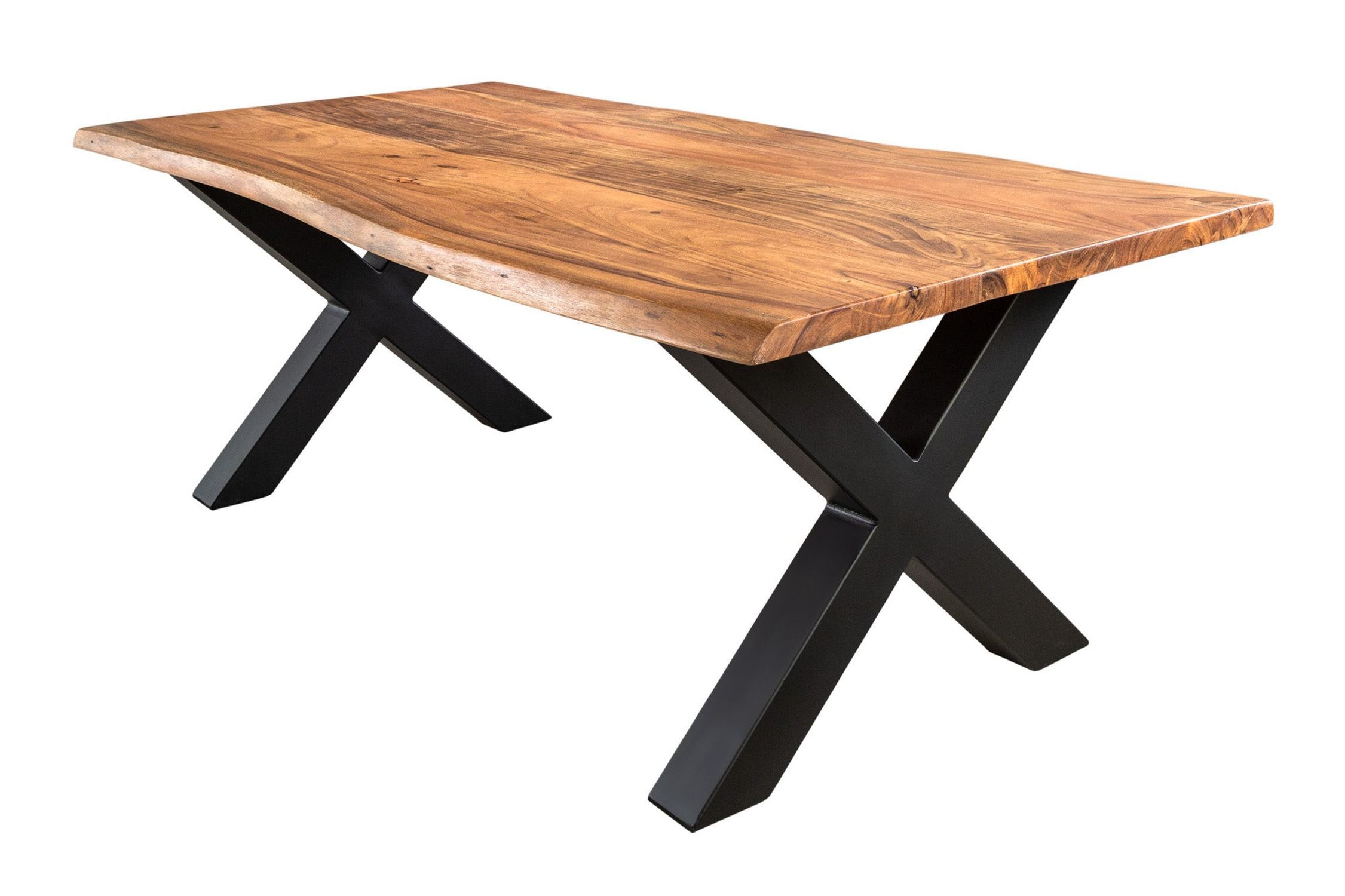 Couchtisch 120 x 60 cm Baumkante x -Beine Industrial Moebel, Tabelle, Kaffeetisch, Esstisch, Holz