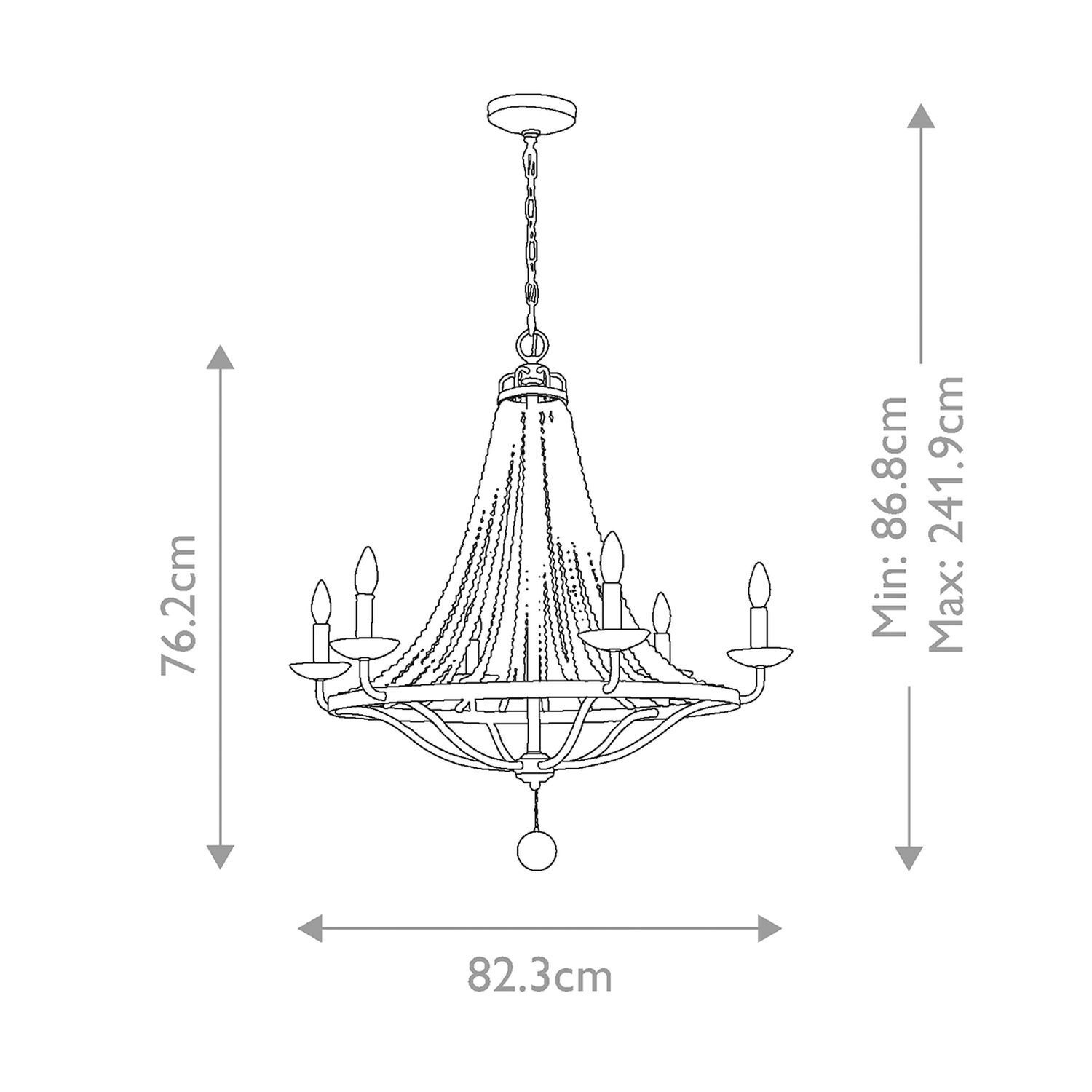 Grand lustre Ø 82,3 cm Rustique Métal Bois Gris antique