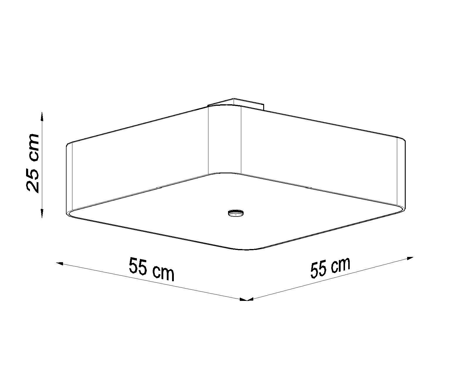 Lampe de plafonnier noir tissu verre carré L : 55 cm
