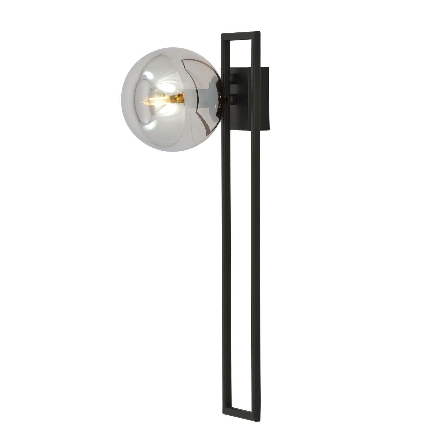 Plafonnier verre fumé métal 50 cm de long Abat-jour sphérique E14