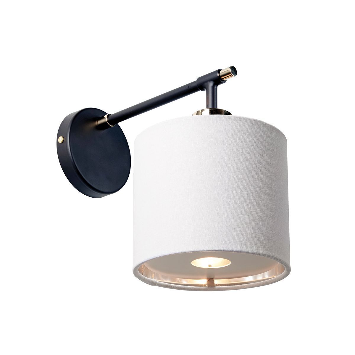 Applique Noir Blanc Nickel poli E27 Tissu Métal