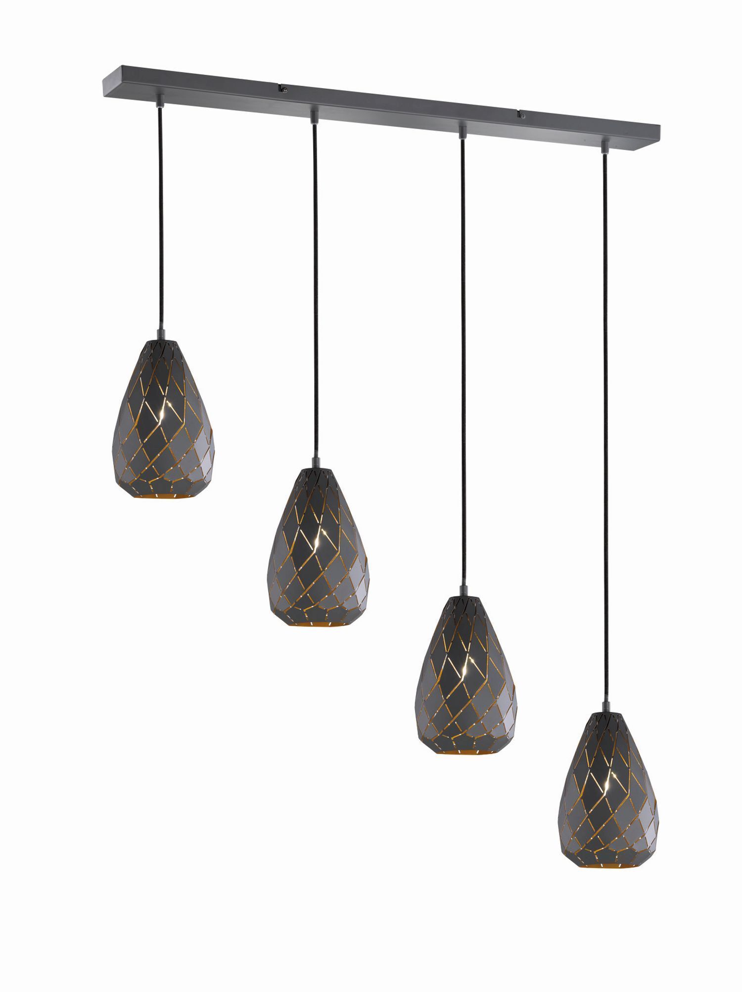 Lampe à suspendre géométrique métal anthracite E27 90 cm de long