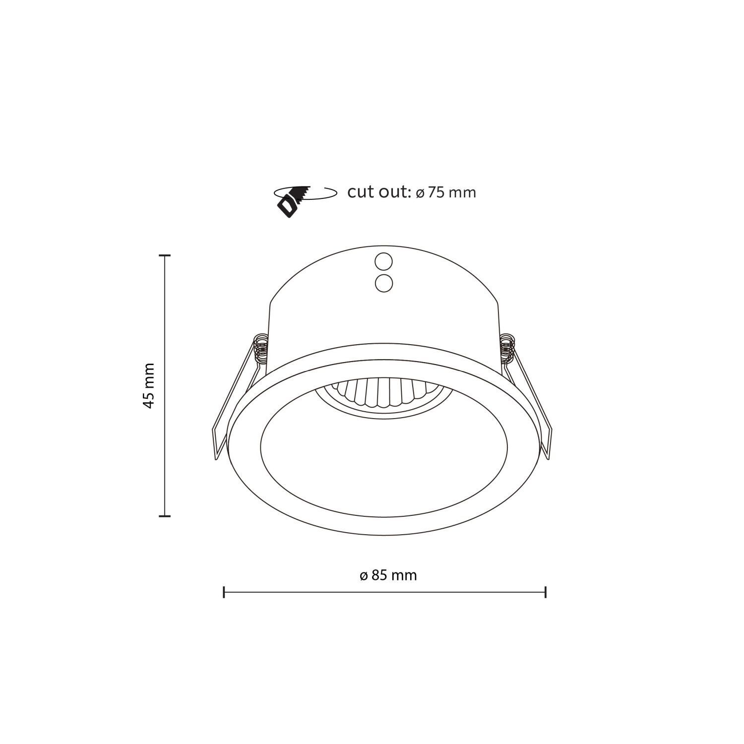 Spot encastré noir IP65 métal verre Ø8,5 cm rond Spot encastré noir IP65 métal verre Ø8,5 cm rond