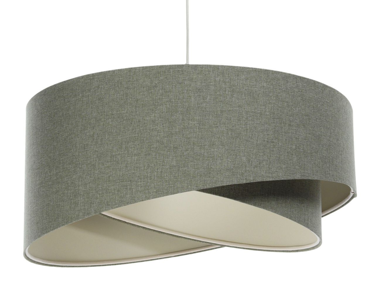 Lampe à suspendre E27 ronde D : 40 cm en tissu vert Moderne