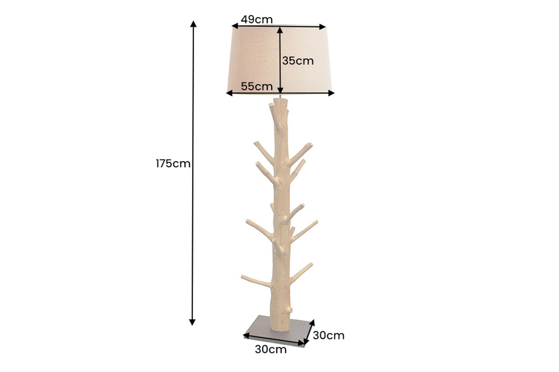 Lampadaire Beige Abat-jour Tissu Bois 175 cm fait main