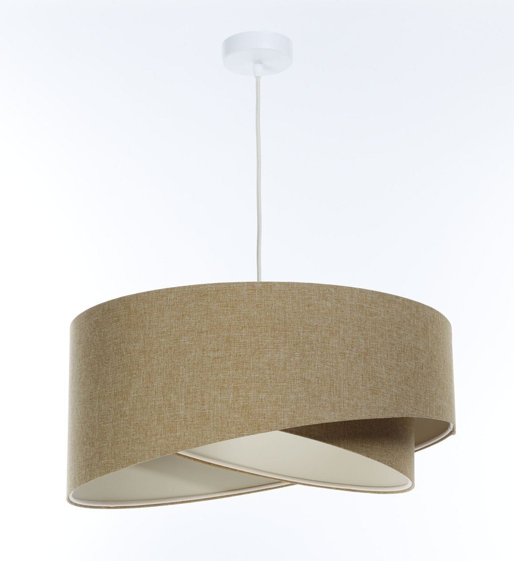 Lampe à suspendre E27 Abat-jour en tissu Ø 40 cm en beige Boho confortable