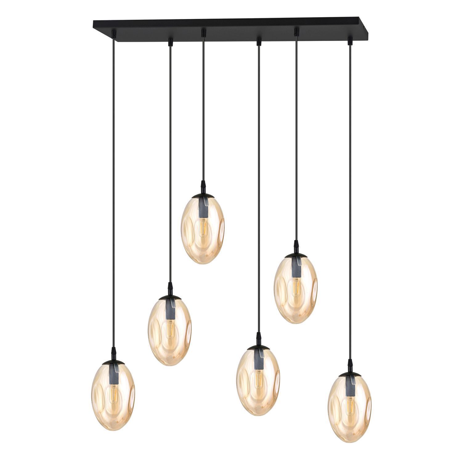 Grande lampe à suspendre verre 6x E14 70 cm allongée CARLU