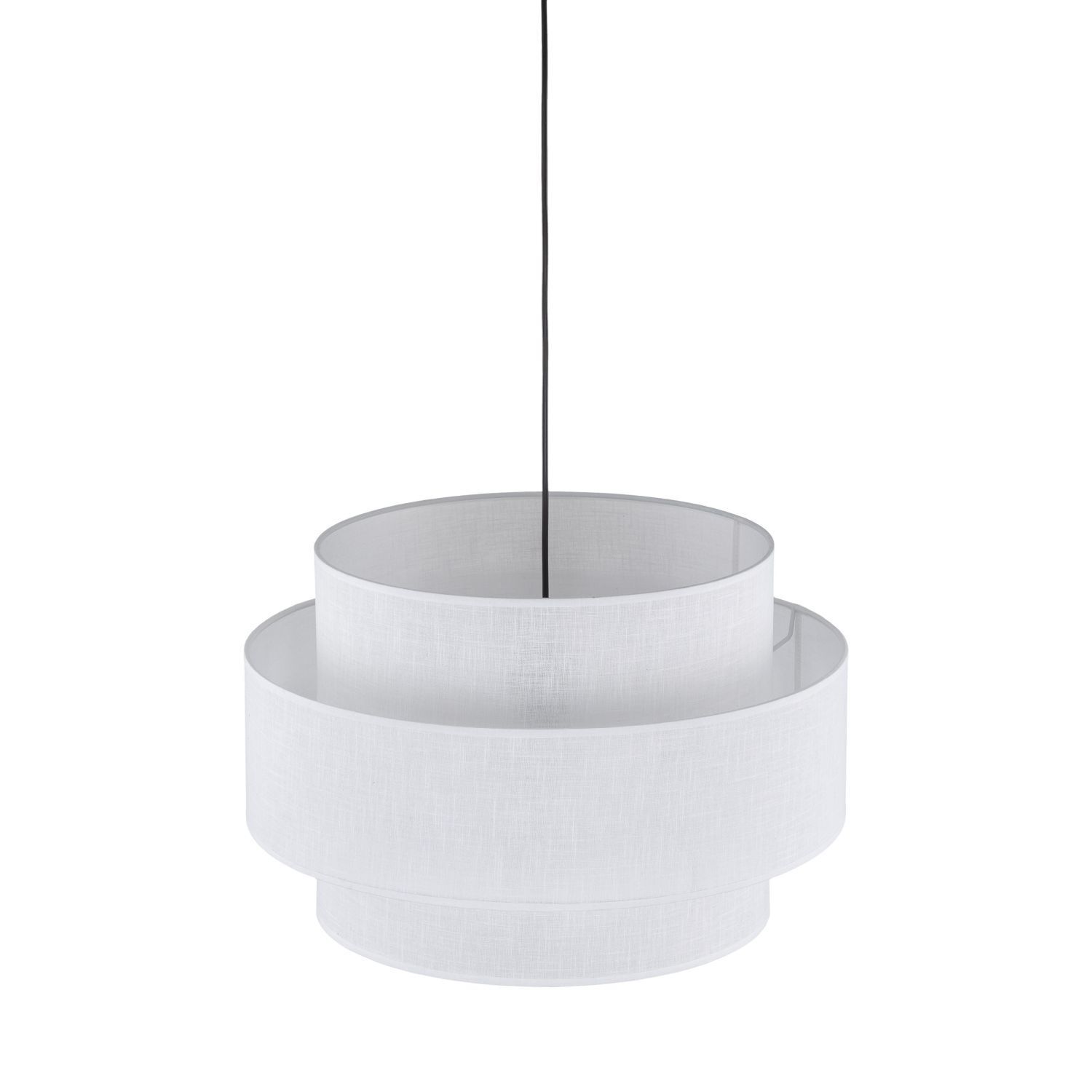 Suspension Blanc Ø 50 cm H : max. 160 cm Tissu Métal E27