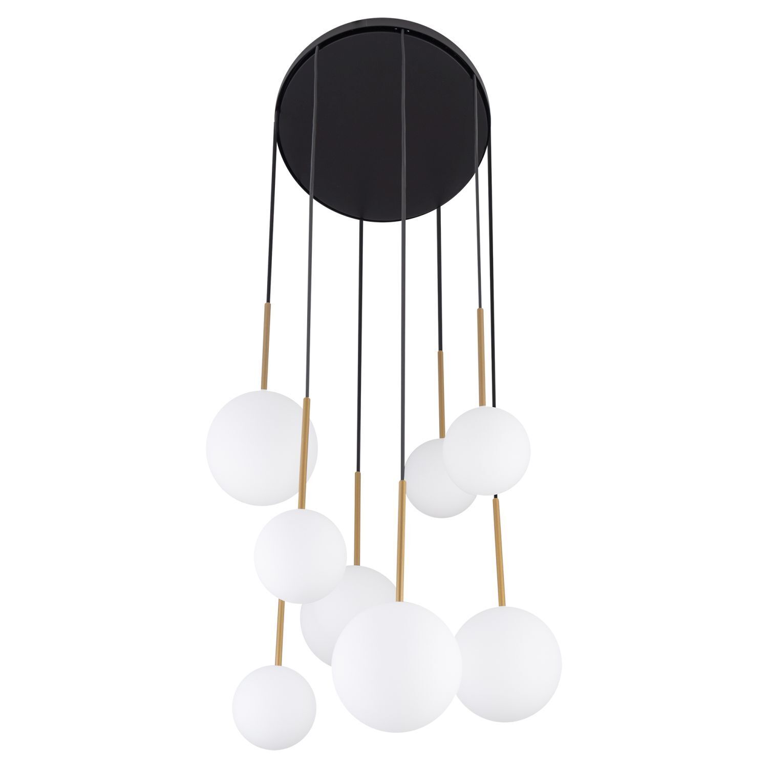 Lampe à suspendre Abat-jour sphérique Noir Blanc Or 8x G9 Verre