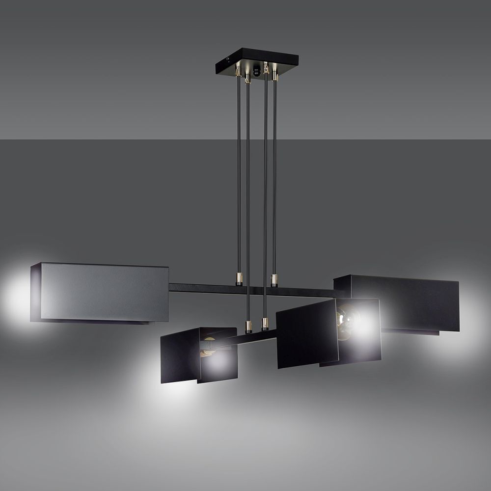 Suspension Métal Design Moderne 4x E27 Noir