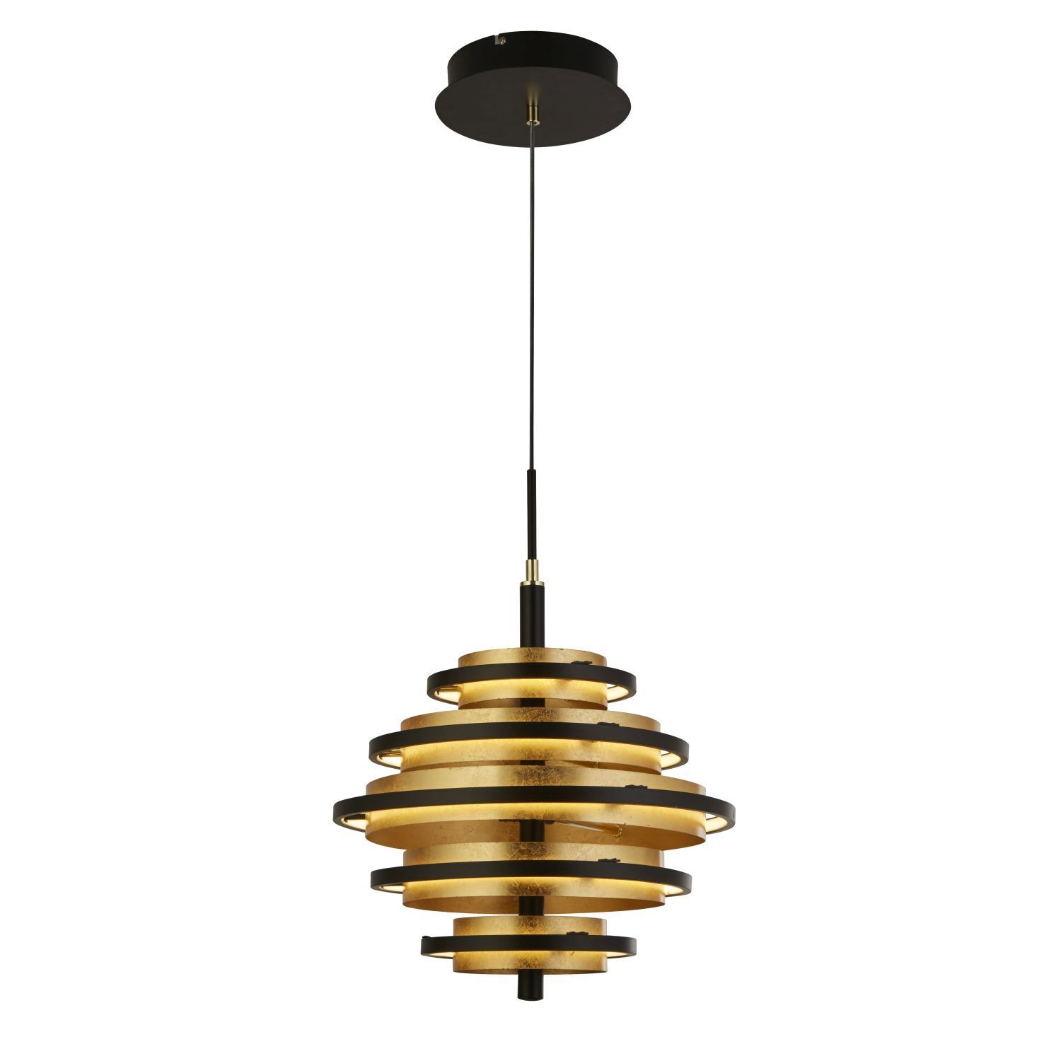 Suspension LED Noir Or 2700 K rond Ø 40 cm Métal