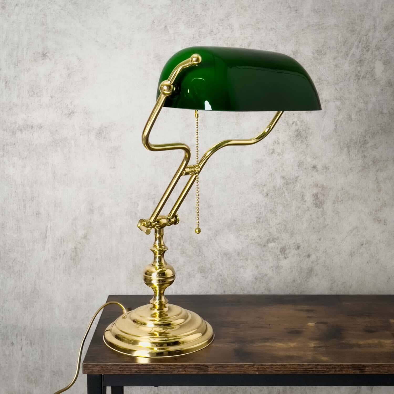 tischlampe-jugendstil-lampen-bibliothekslampe-lampade-ministero-1x-e27-bis-8w-messing-poliert-gruen-fuer-arbeitszimmer-le108882-01 Tischlampe, Brasselampe, Grün Glasfuß, Tasklampe, Schreibtischleuchte