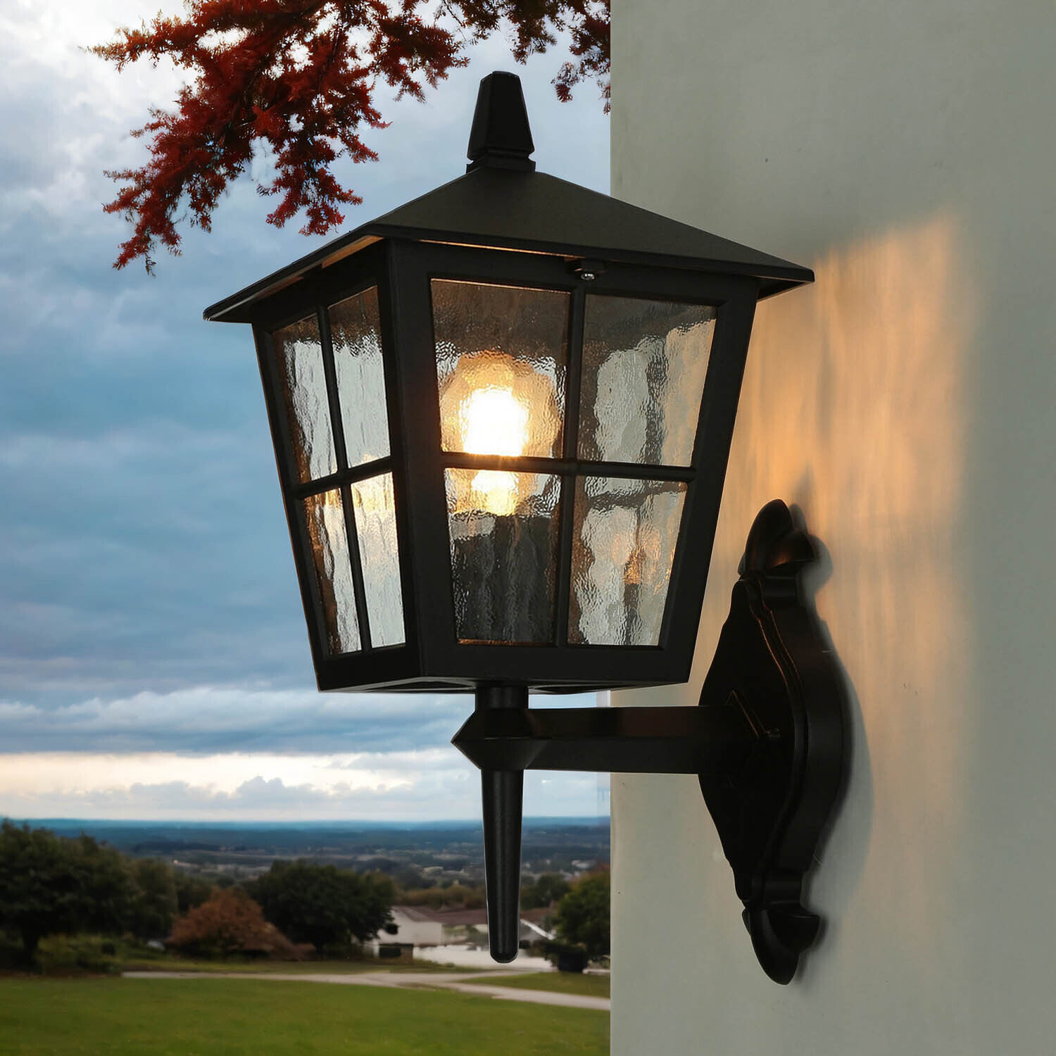 Außen Laterne Schwarz Aluminium IP43 Rustikal LUDGER Lampe