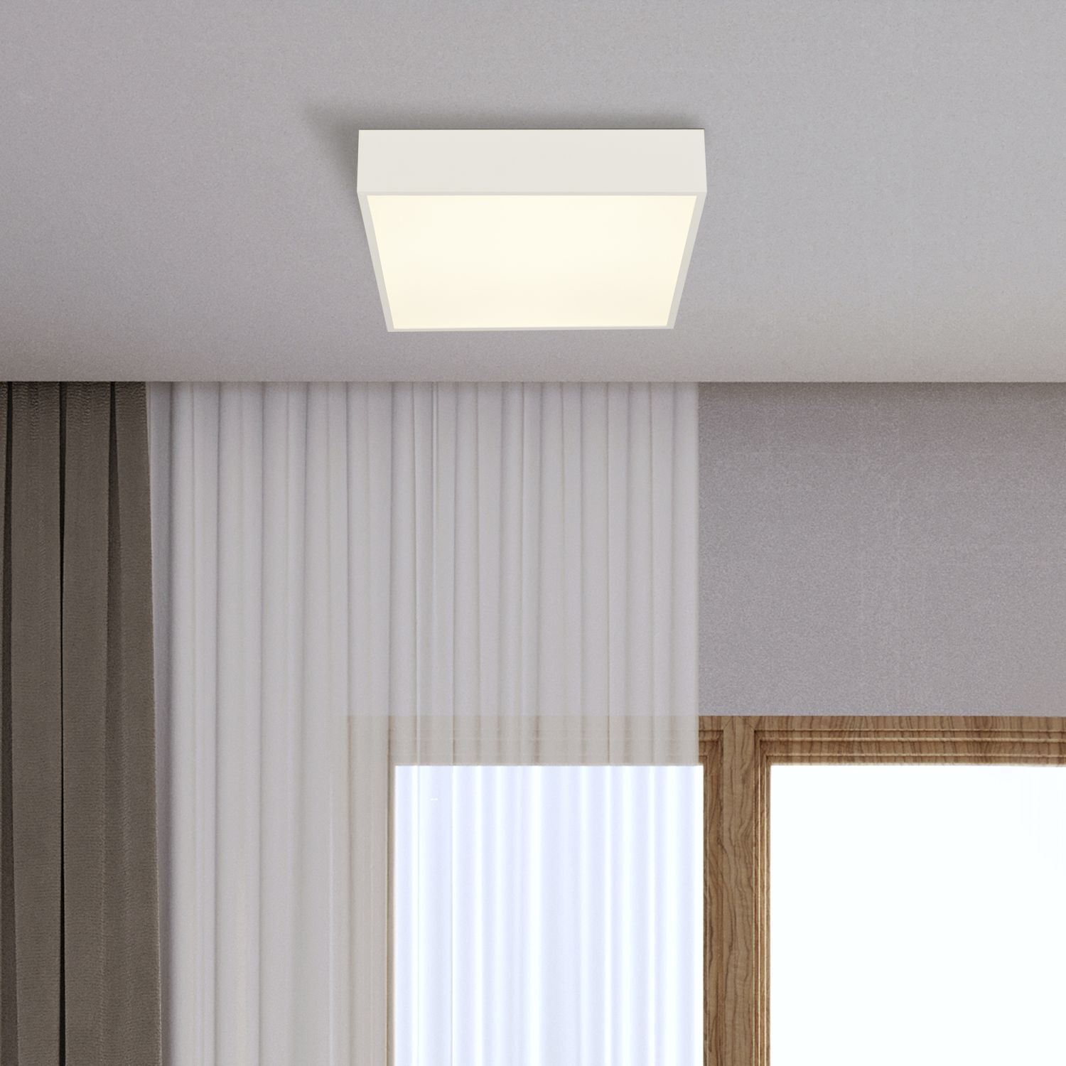 Lampe de plafonnier LED Aluminium 16 W 3000 K IP44 L:30 cm Blanc