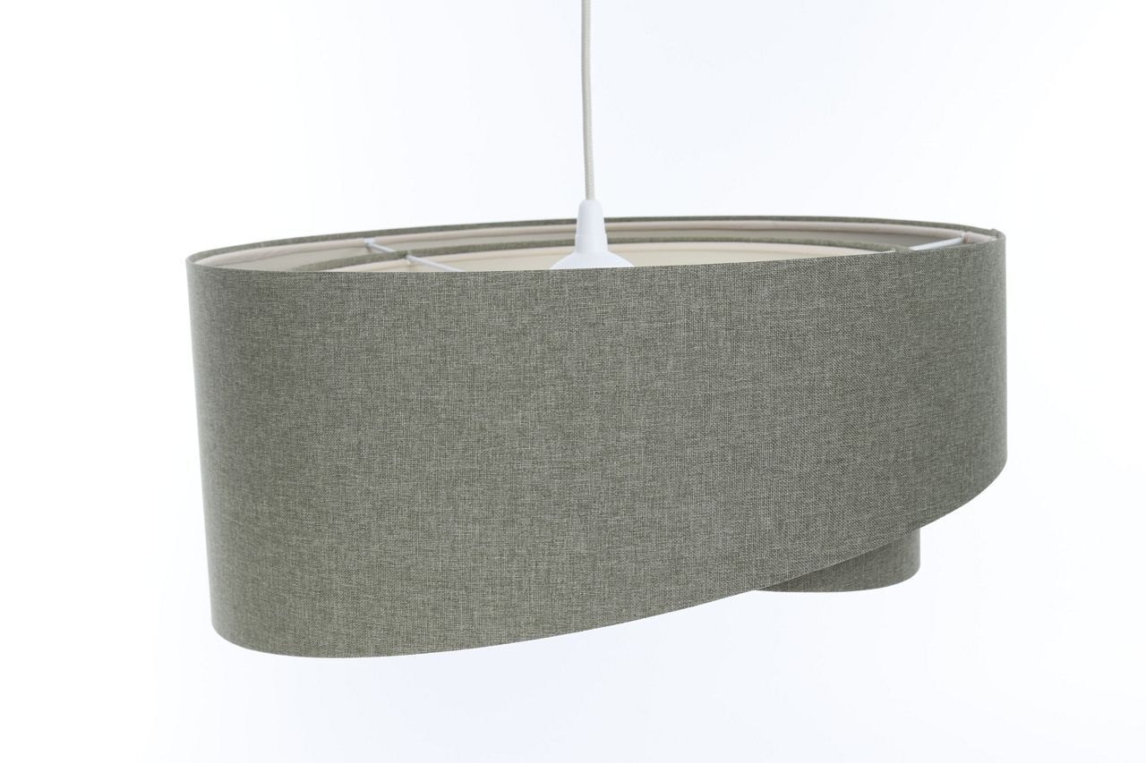 Lampe à suspendre E27 ronde D : 40 cm en tissu vert Moderne