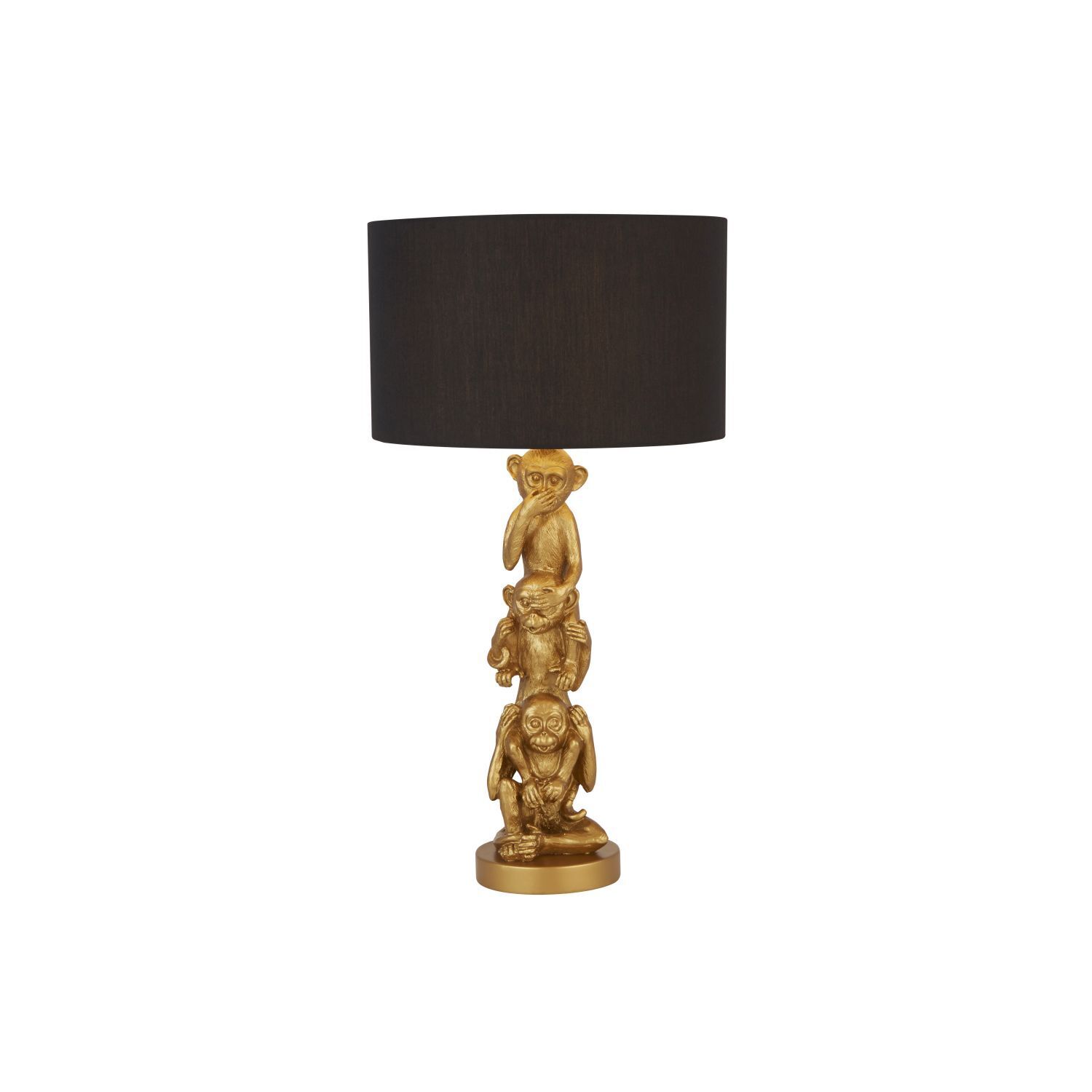 Lampe de table noir or 51,5 cm de haut E27 Tissu Résine Singe