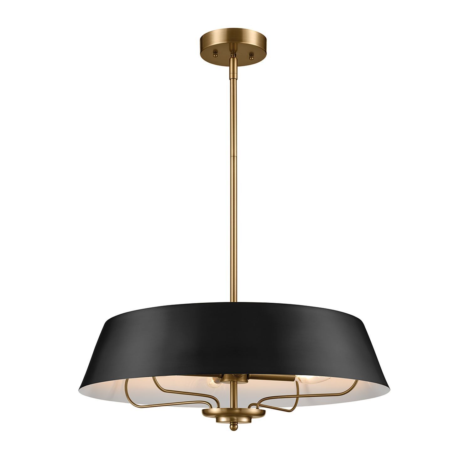 Deckenlampe rund höhenverstellbar 4x E14 in Schwarz Messing Lampe