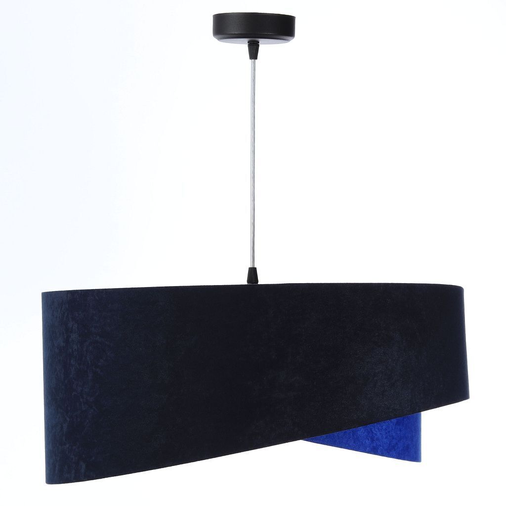 Lampe à suspendre Bleu Or E27 Ø 50 cm Tissu Abat-jour aspect velours