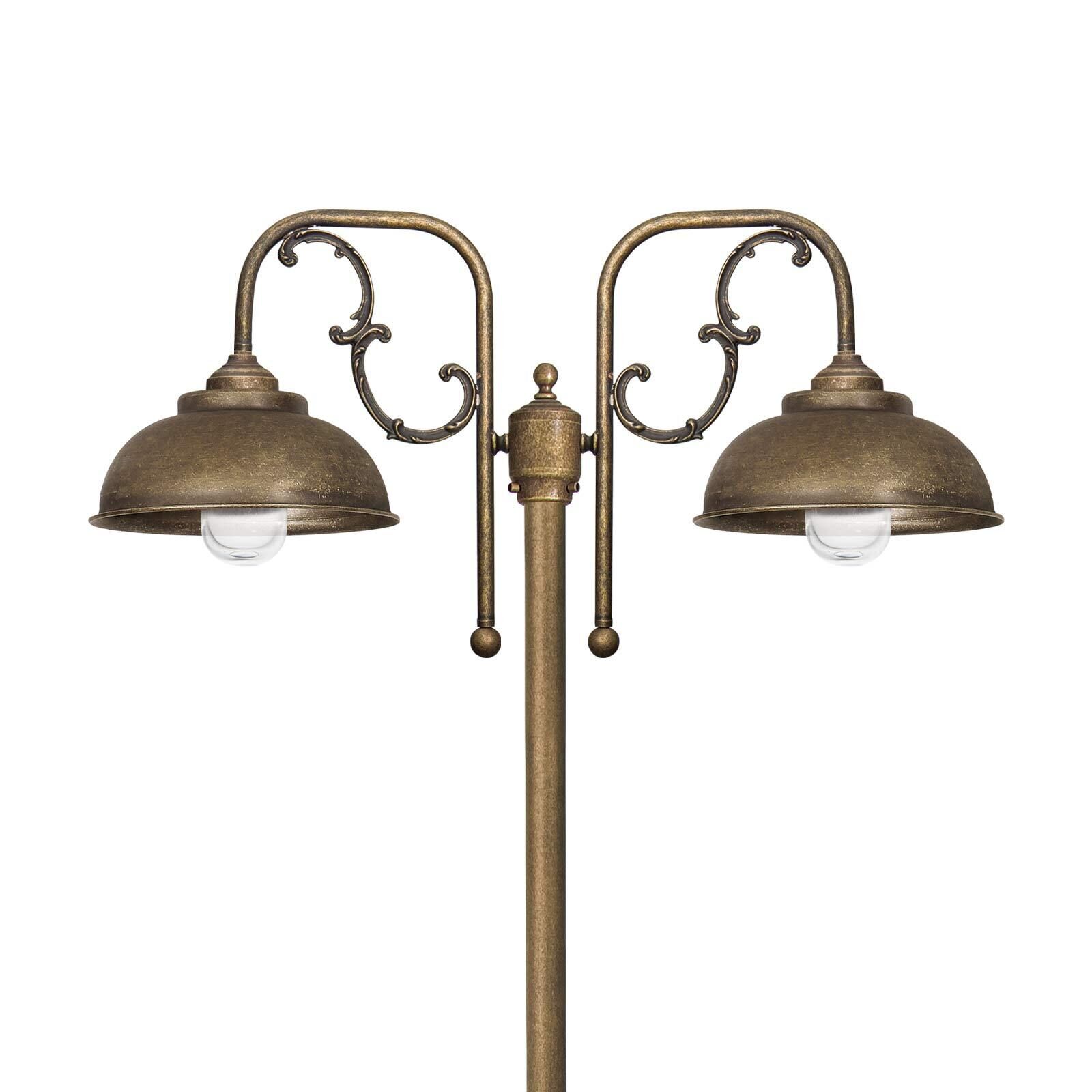 Lampe de chemin rustique IP44 2 flammes E27 210 cm laiton