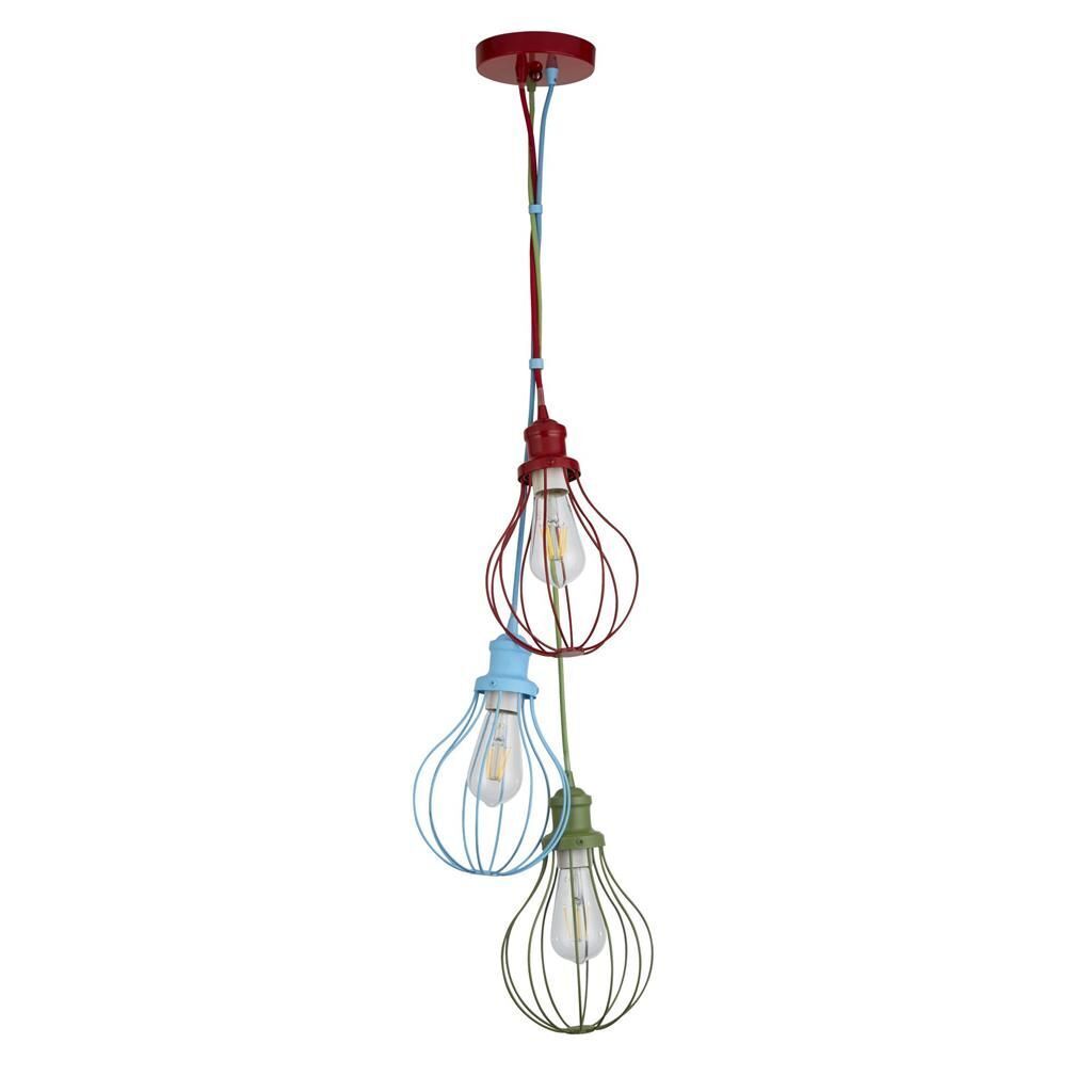 Plafonnier chambre enfant E27 rouge bleu vert métal