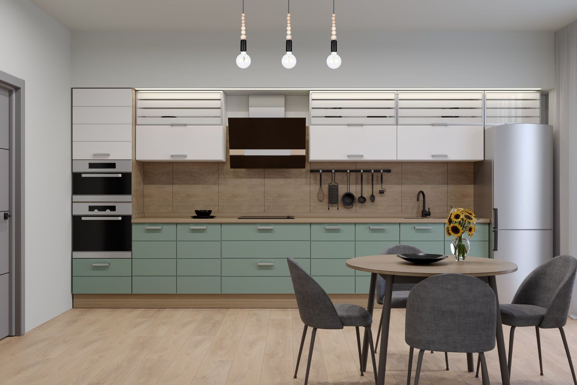 Drinnen, Innenarchitektur, Esszimmer, Esstisch, Küche