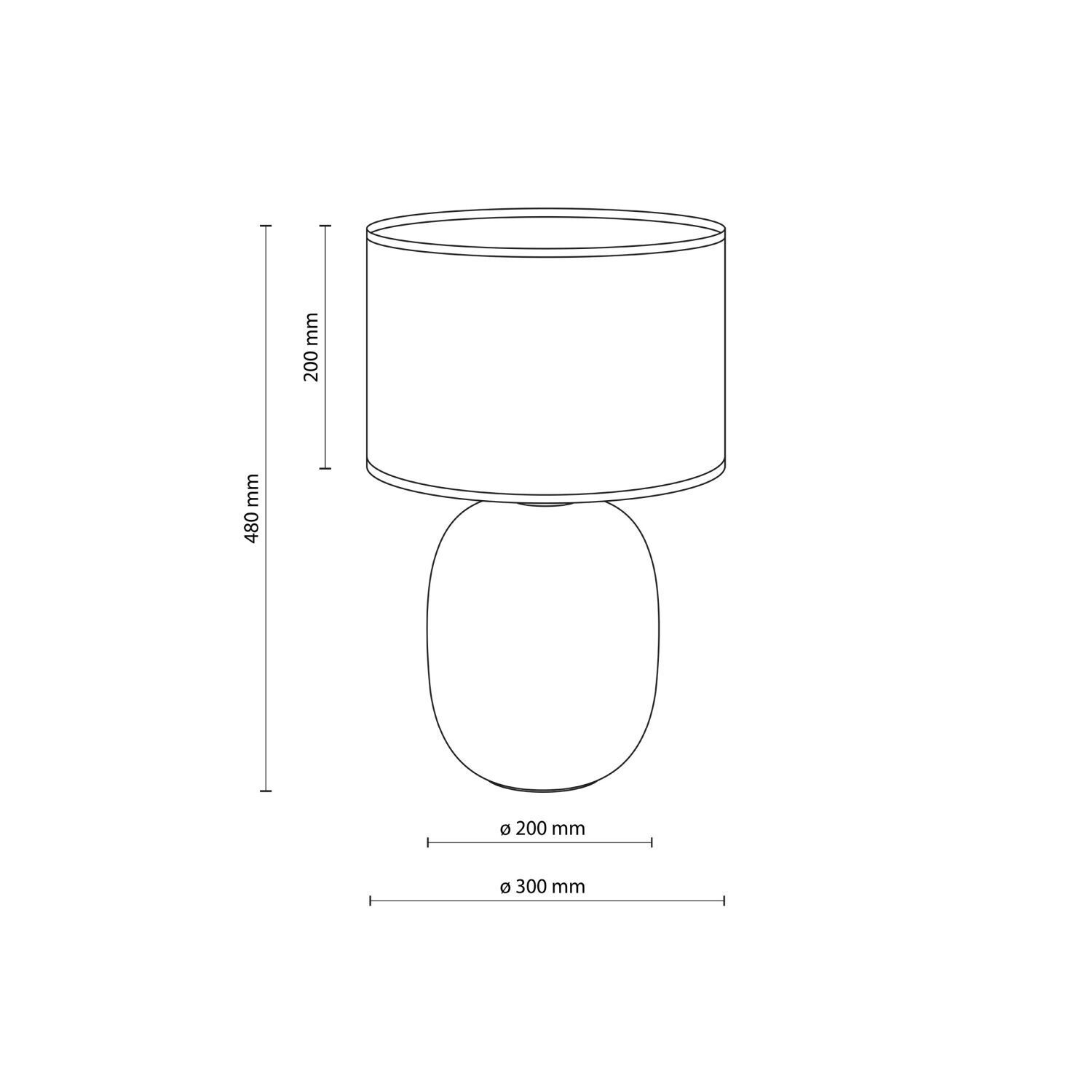 Lampe de table verre fumé tissu brun H : 48 cm Ø 30 cm E27
