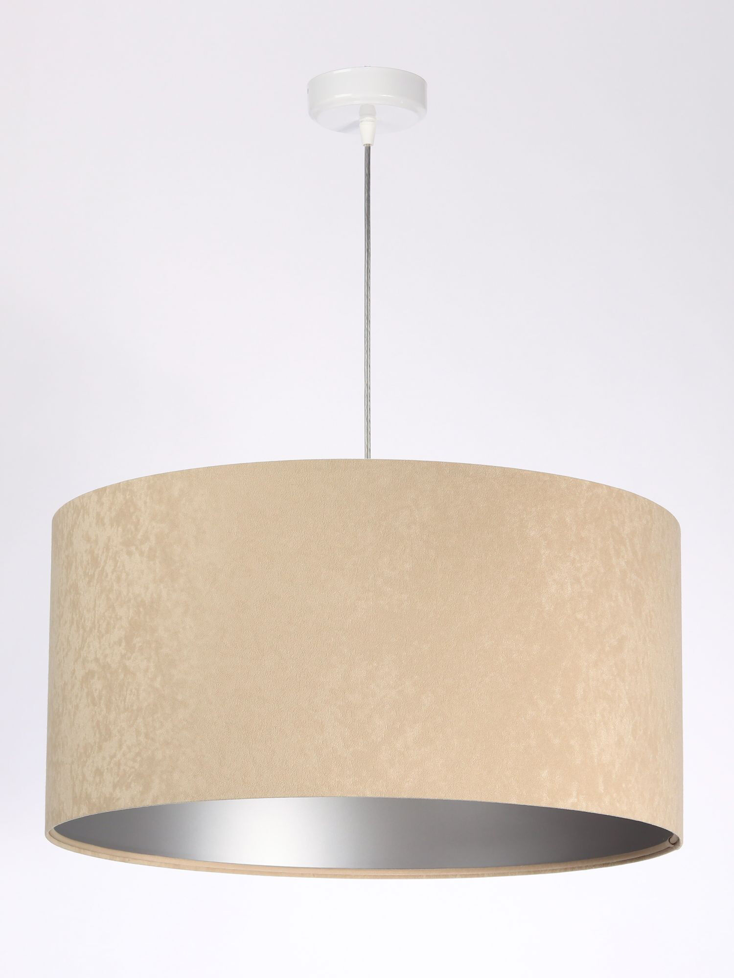 Lampe à suspendre ronde Blanc Beige Argent Rétro Salon