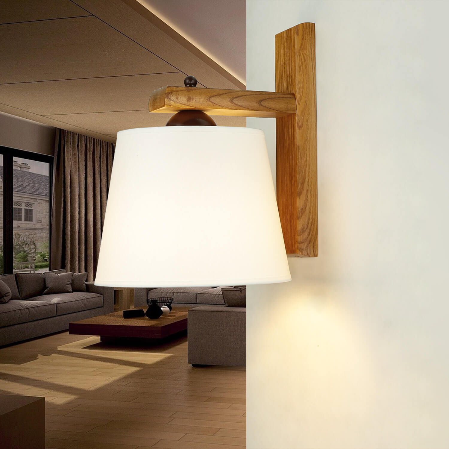 Applique murale Abat-jour Bois confortable BEVERELY Lampe