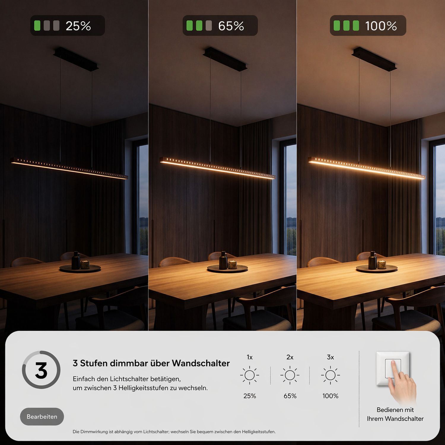 haengelampe-pendelleuchte-metall-haengelampe-esstisch-saalweil-1x-led-mit-40w-leuchtmittel-inklusive-schwarz-natur-le116054-02 hängende Leuchte, Küchentisch, Holz Tisch, Wandlampe, LED-Lampe
